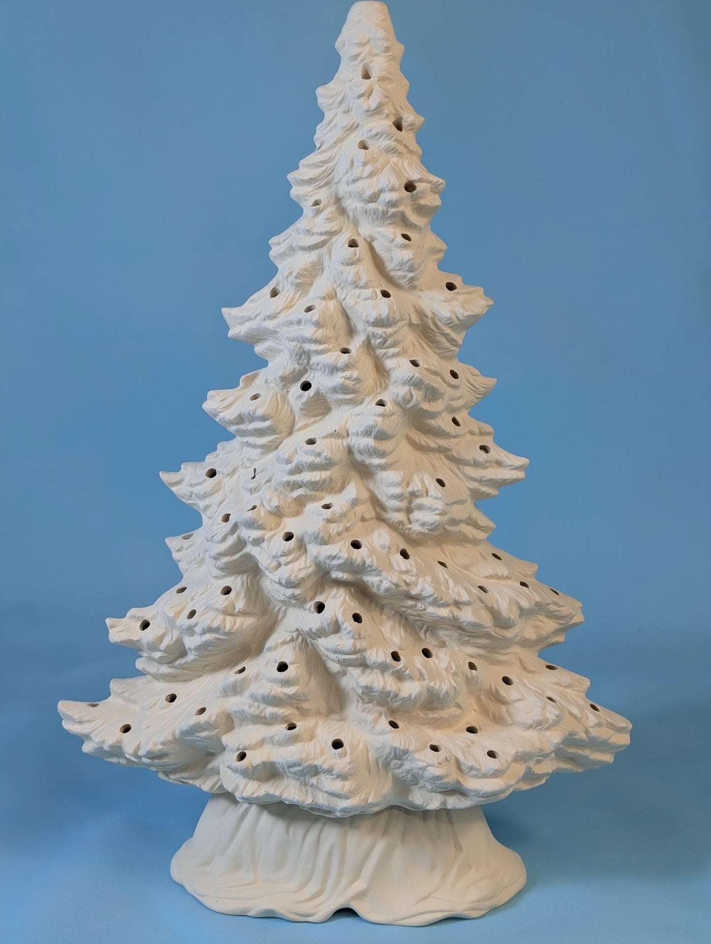 Tampa Bay 12-inch Unfinished Christmas Tree Decoration for DIY Painting, Medium Shallow Depth Holiday Decor - Teresa's Ceramics