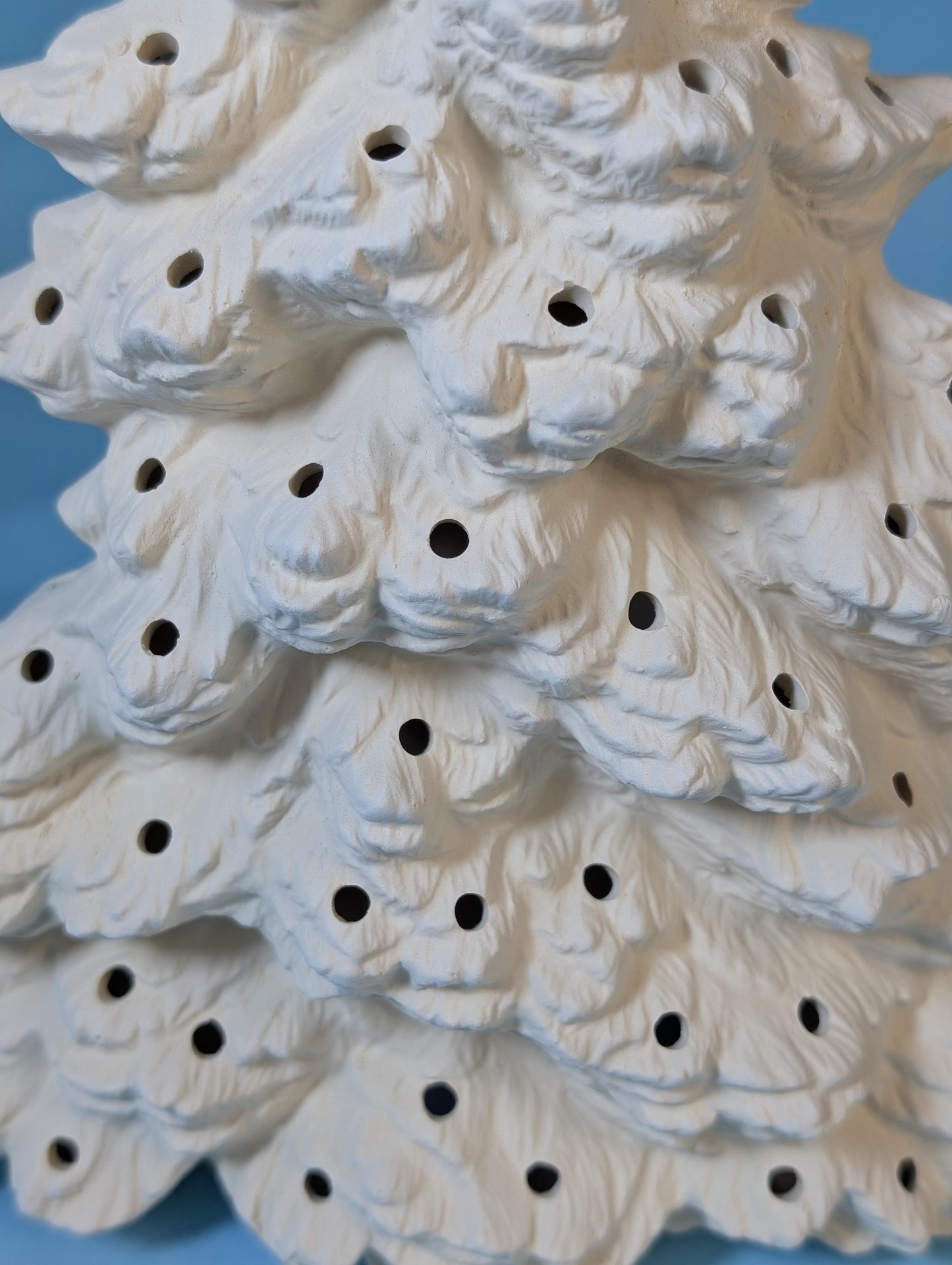 Tampa Bay 12-inch Unfinished Christmas Tree Decoration for DIY Painting, Medium Shallow Depth Holiday Decor - Teresa's Ceramics