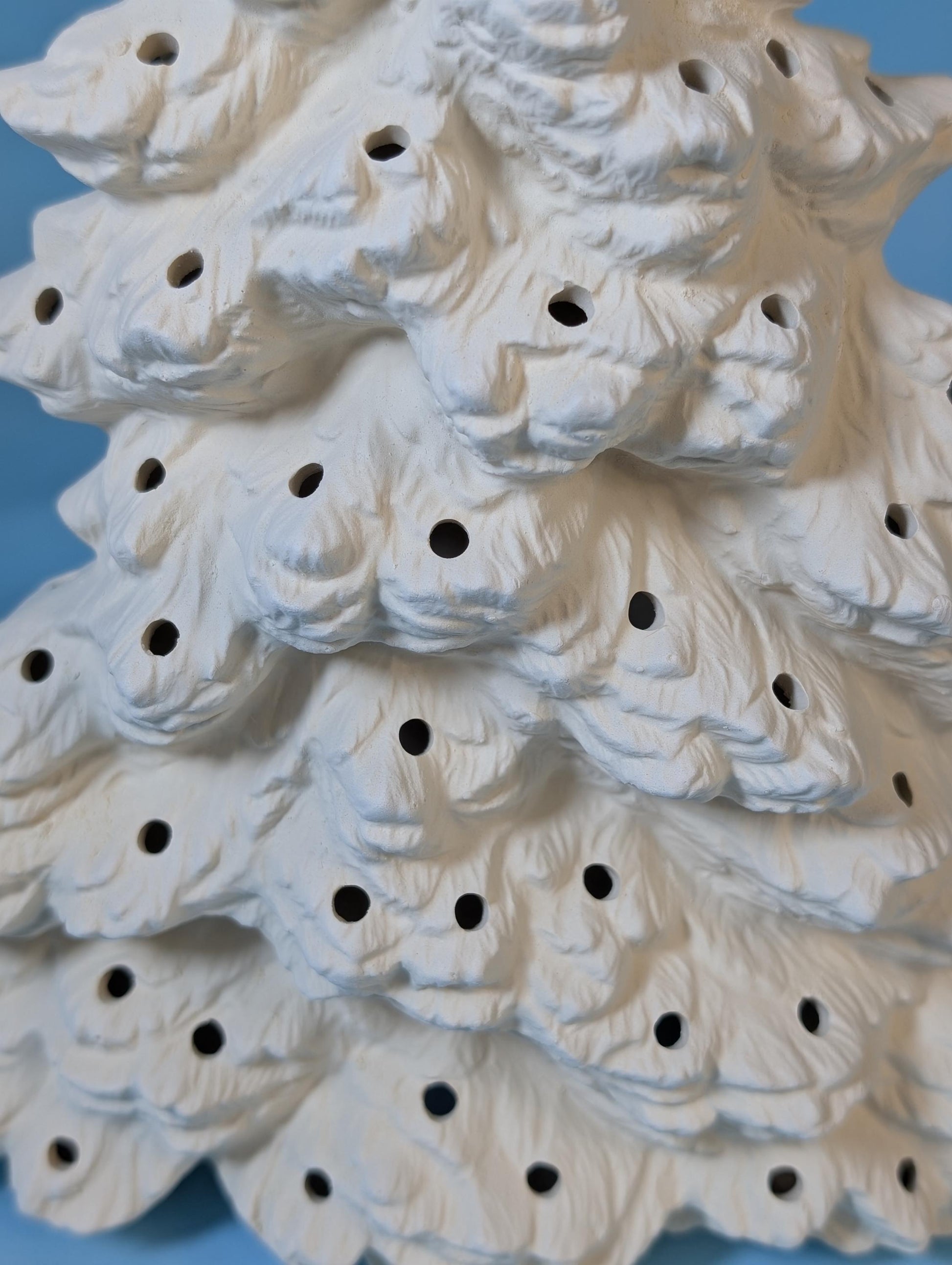 Tampa Bay 12-inch Unfinished Christmas Tree Decoration for DIY Painting, Medium Shallow Depth Holiday Decor - Teresa's Ceramics