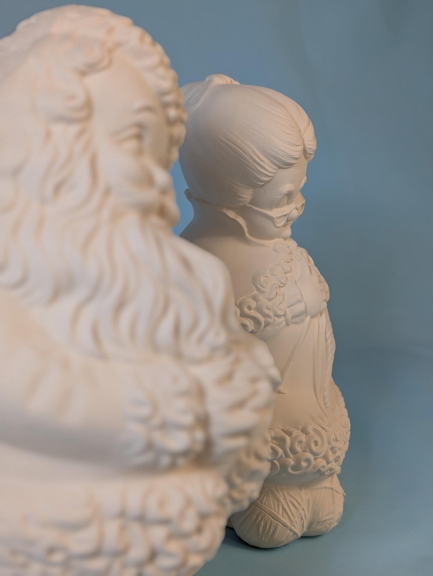 Paintable Mr. and Mrs. Claus Ceramic Figurines - DIY Christmas Decor for Crafters and Artists