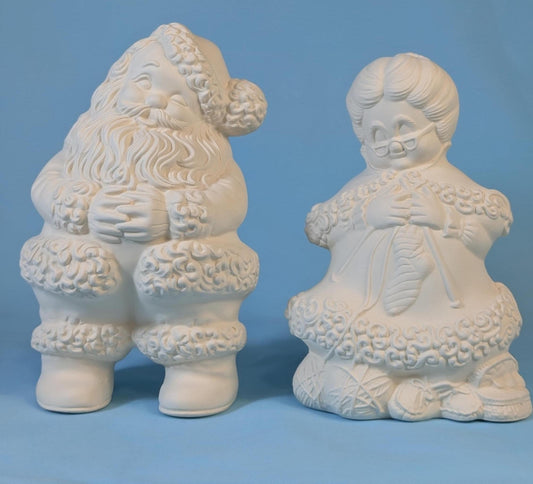 RESERVED for Kelly - Paintable Mr. and Mrs. Claus Ceramic Figurines - DIY Christmas Decor for Crafters and Artists - Teresa's Ceramics
