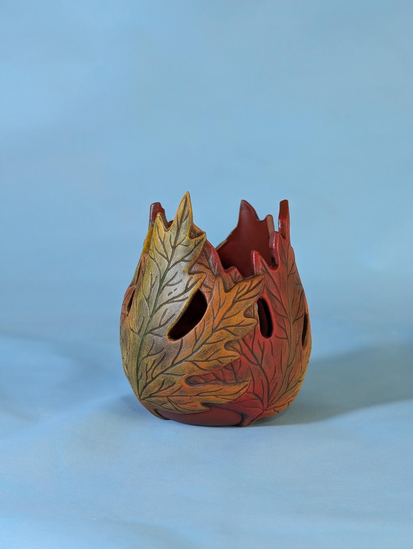 Ceramic Maple Leaf Candle Holder: Autumn Wedding Centerpiece | Fall Decor for Tables & Celebrations