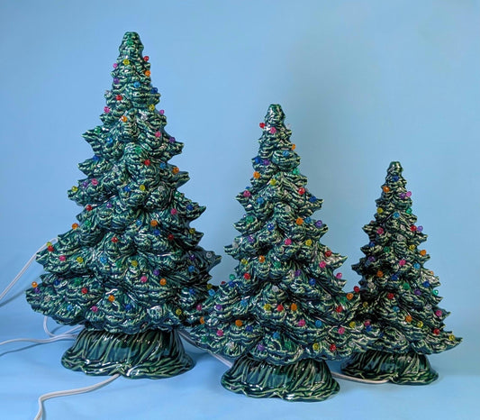 Unique Tampa Bay Shallow Ceramic Christmas Trees for DIY Holiday Decor - Rare Low Profile Festive Ornaments - Teresa's Ceramics