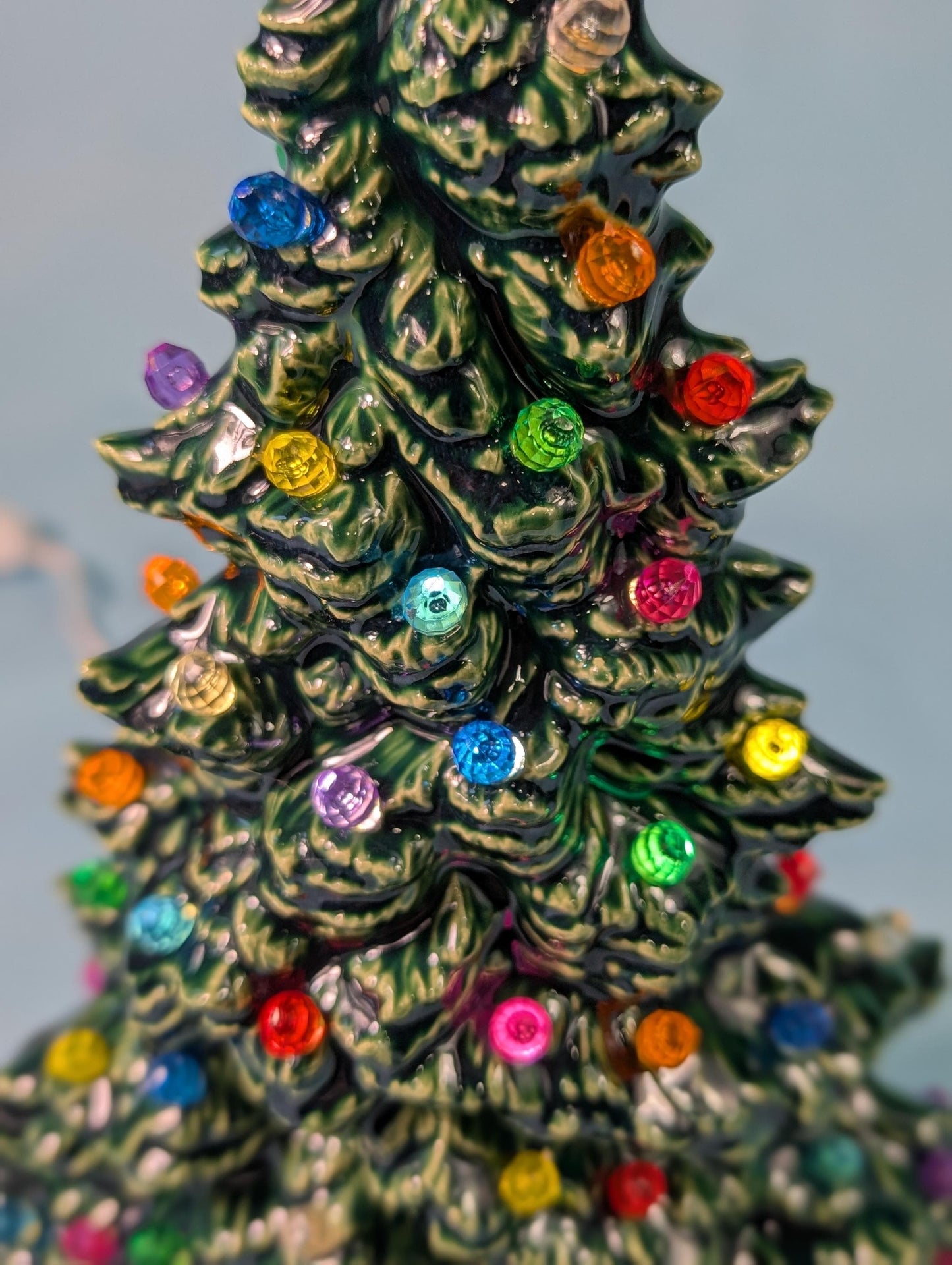 9.75 inch Tampa Bay Ceramic Christmas Tree - Multicolor Lights Low Profile Bluegrass Holiday Decoration