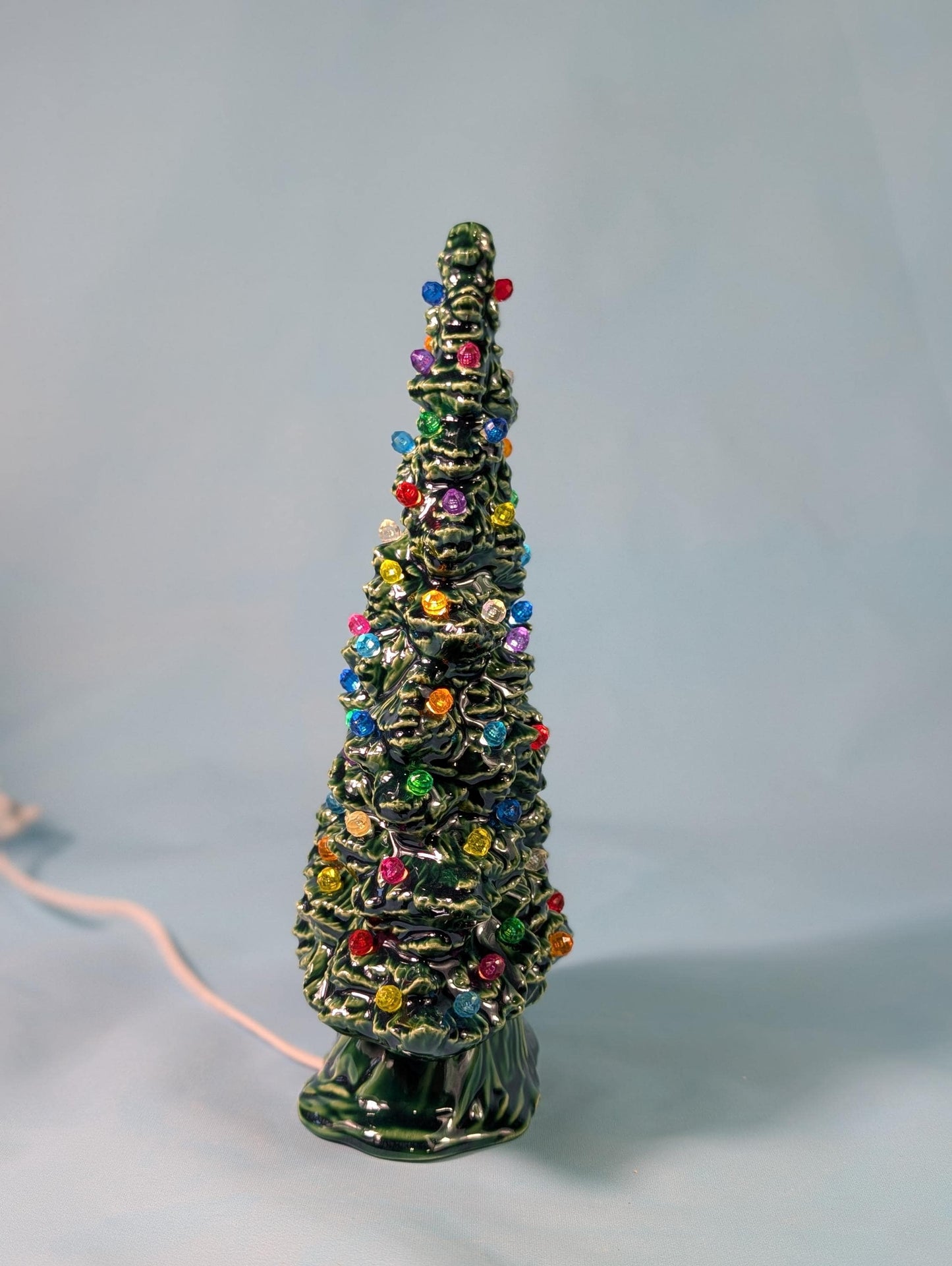 9.75 inch Tampa Bay Ceramic Christmas Tree - Multicolor Lights Low Profile Bluegrass Holiday Decoration