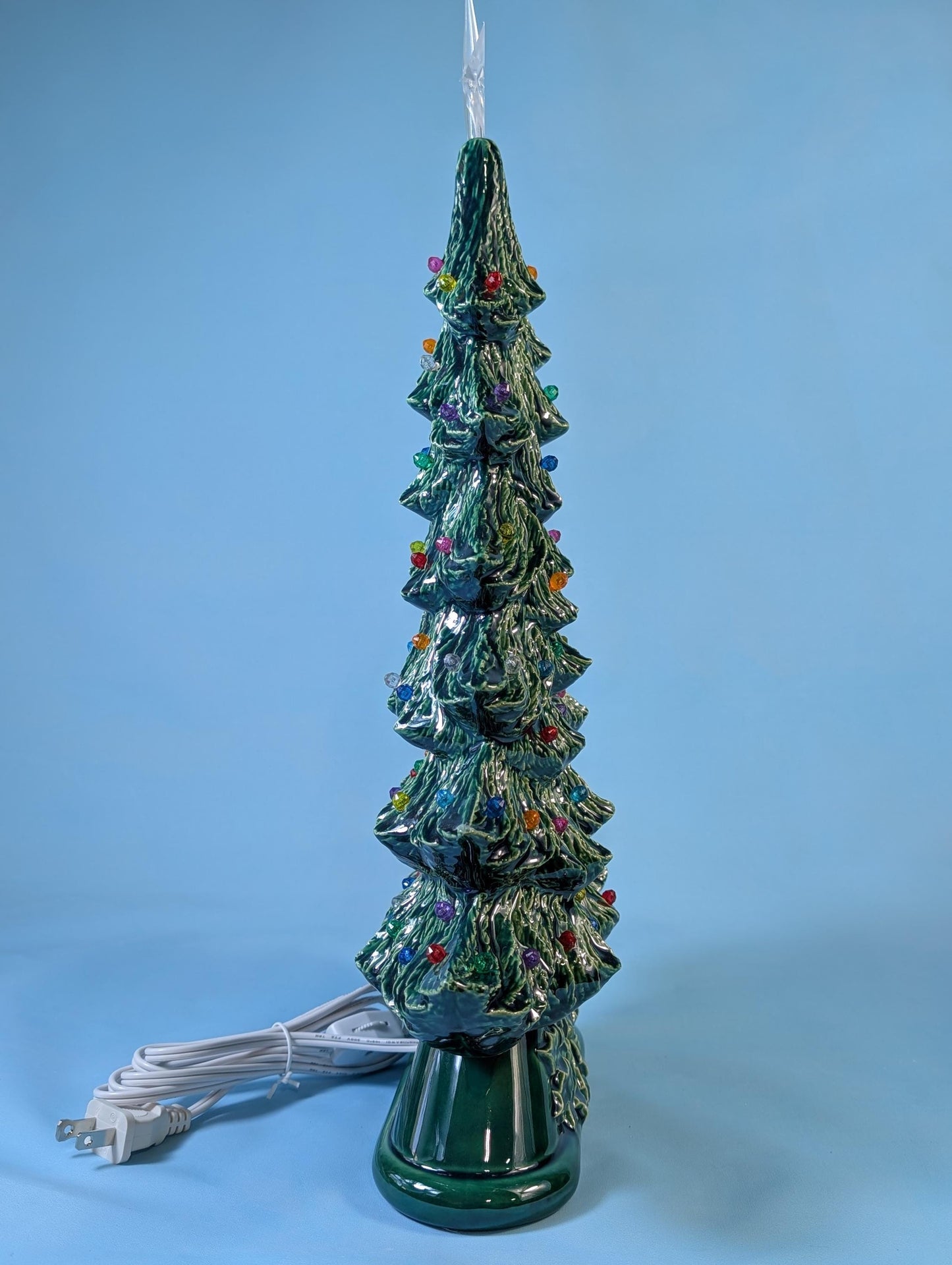 Rare 16-inch Thin Profile Nowell Ceramic Christmas Tree - Vintage Holiday Decoration