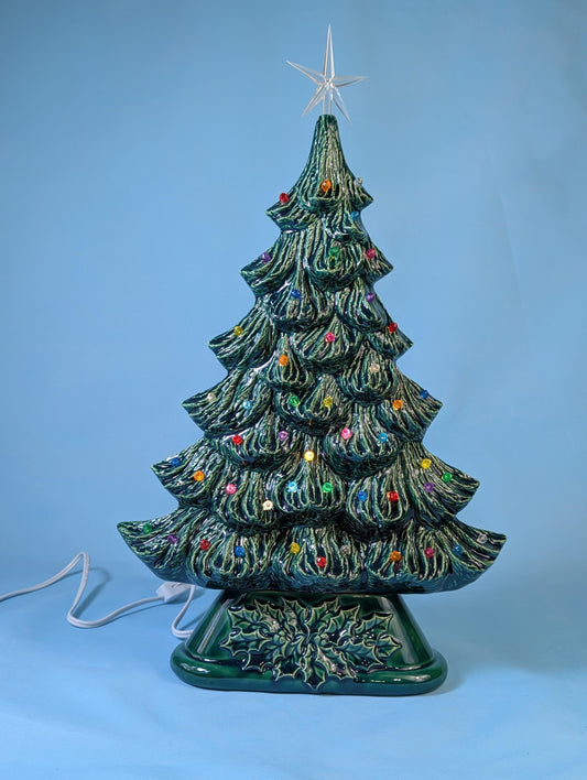 Rare 16-inch Thin Profile Nowell Ceramic Christmas Tree - Vintage Holiday Decoration