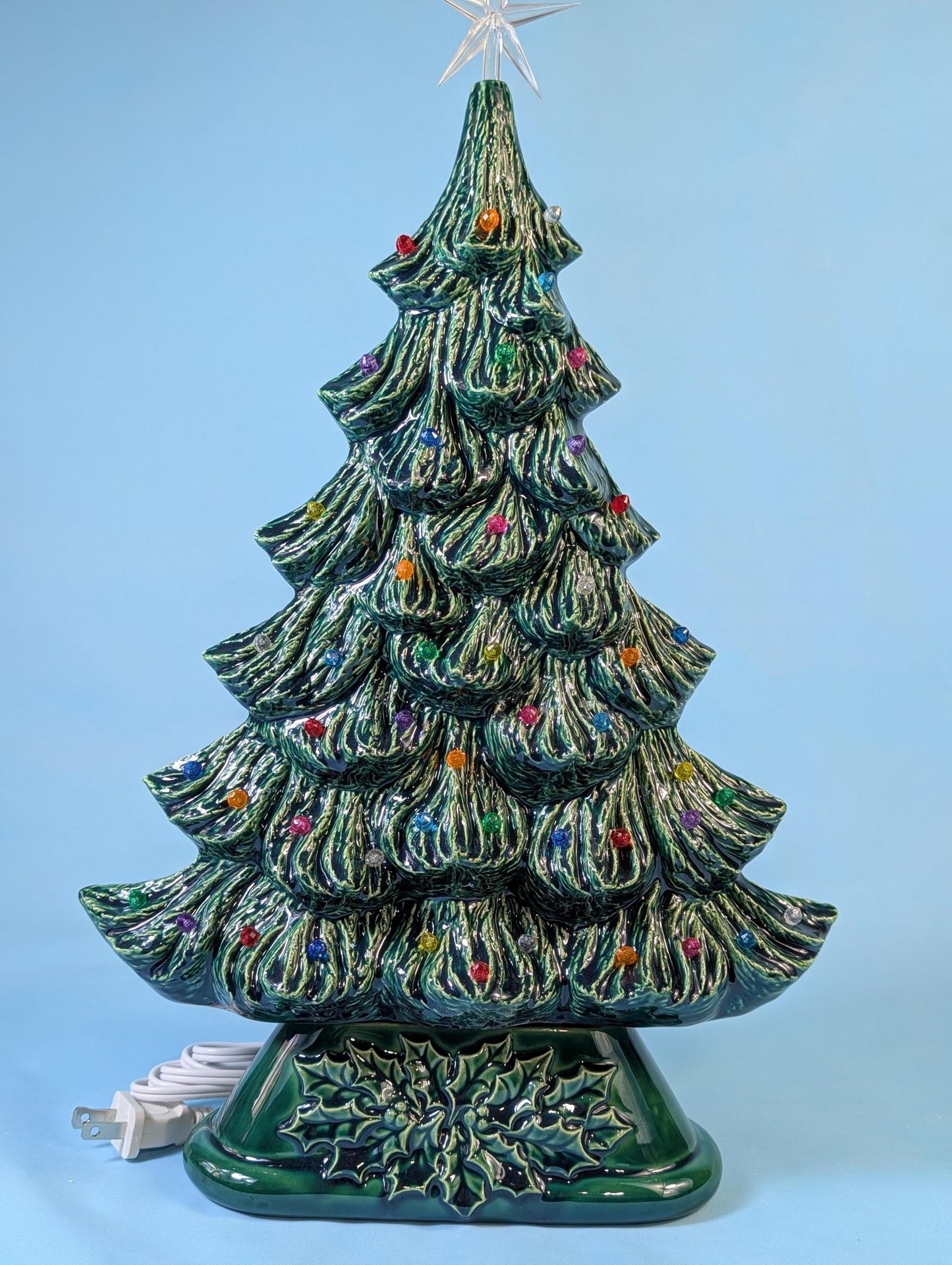 Rare 16-inch Thin Profile Nowell Ceramic Christmas Tree - Vintage Holiday Decoration