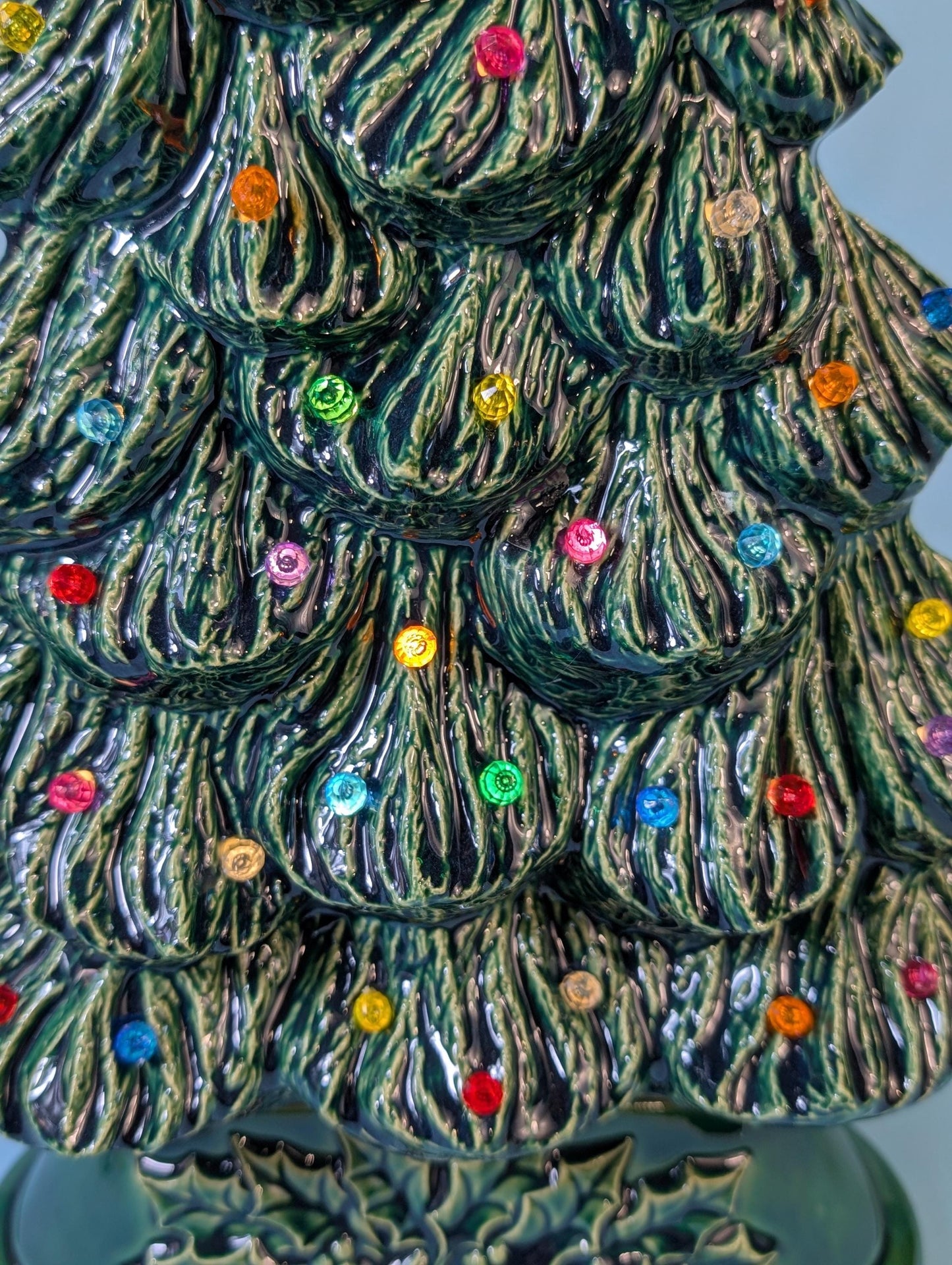 Rare 16-inch Thin Profile Nowell Ceramic Christmas Tree - Vintage Holiday Decoration