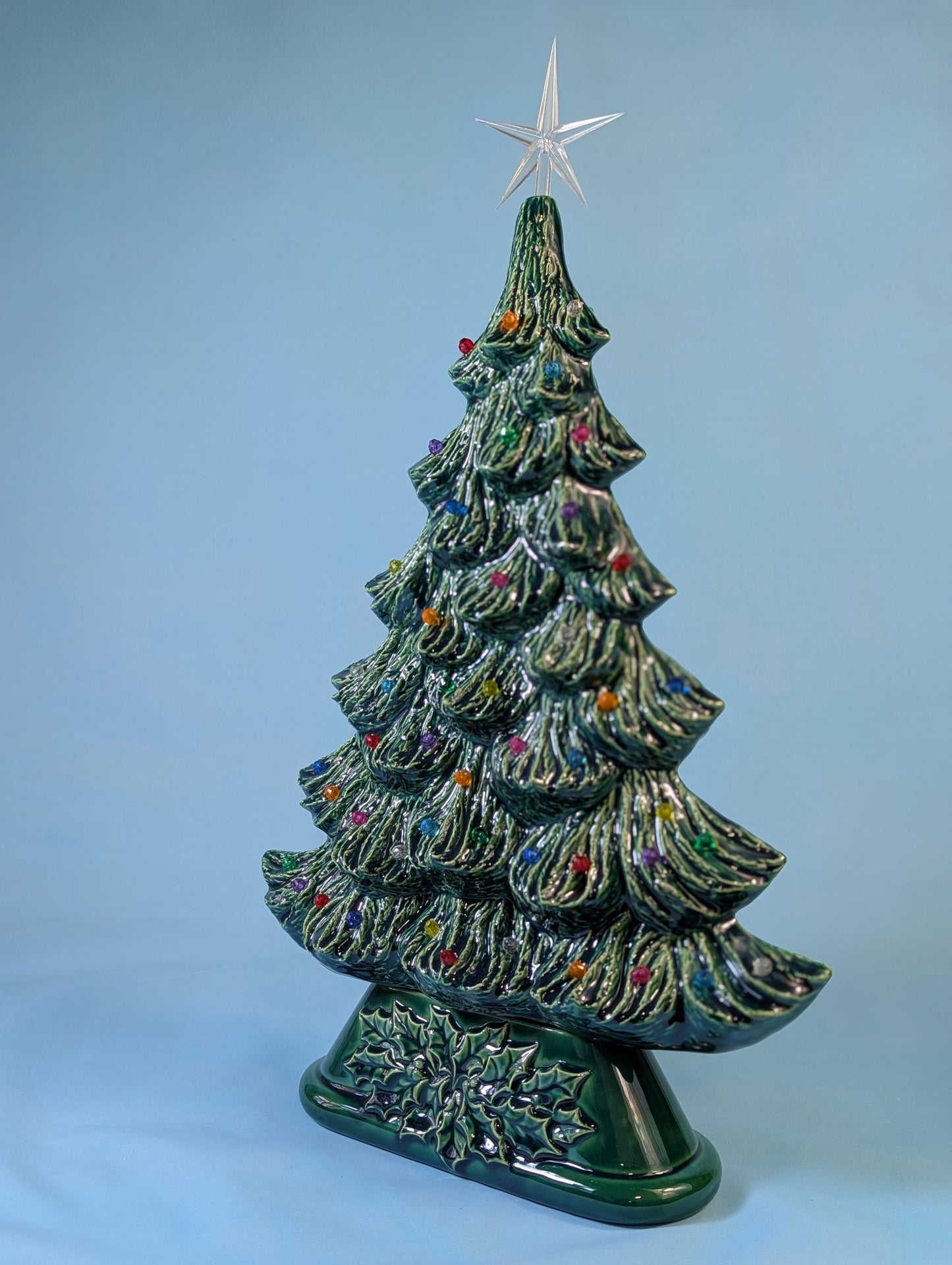 Rare 16-inch Thin Profile Nowell Ceramic Christmas Tree - Vintage Holiday Decoration
