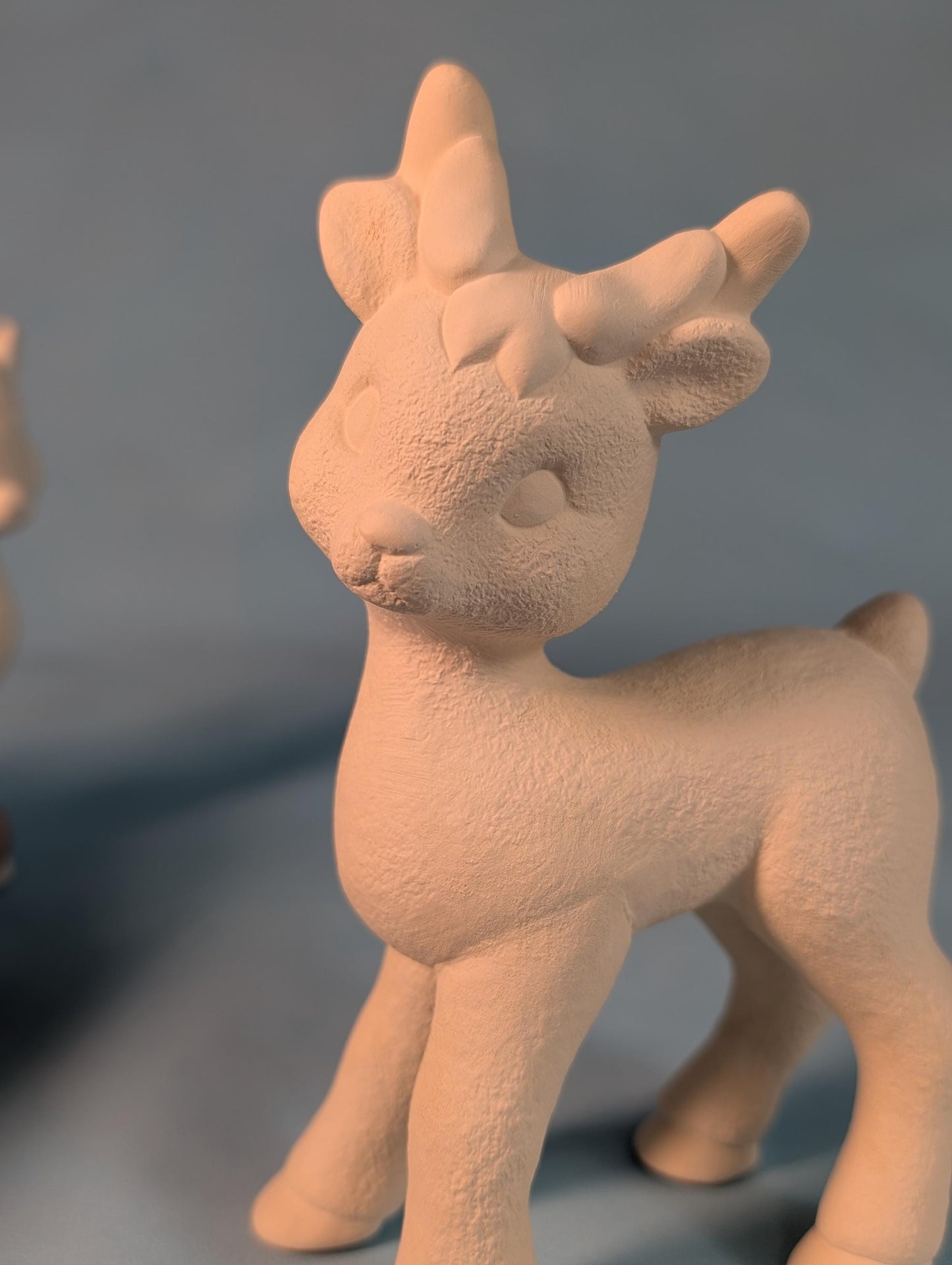 READY TO Paint - Bisque Ceramic Reindeer - Cute Reindeer Couple - Christmas Decoration -  gift under 20 - Stocking stuffer