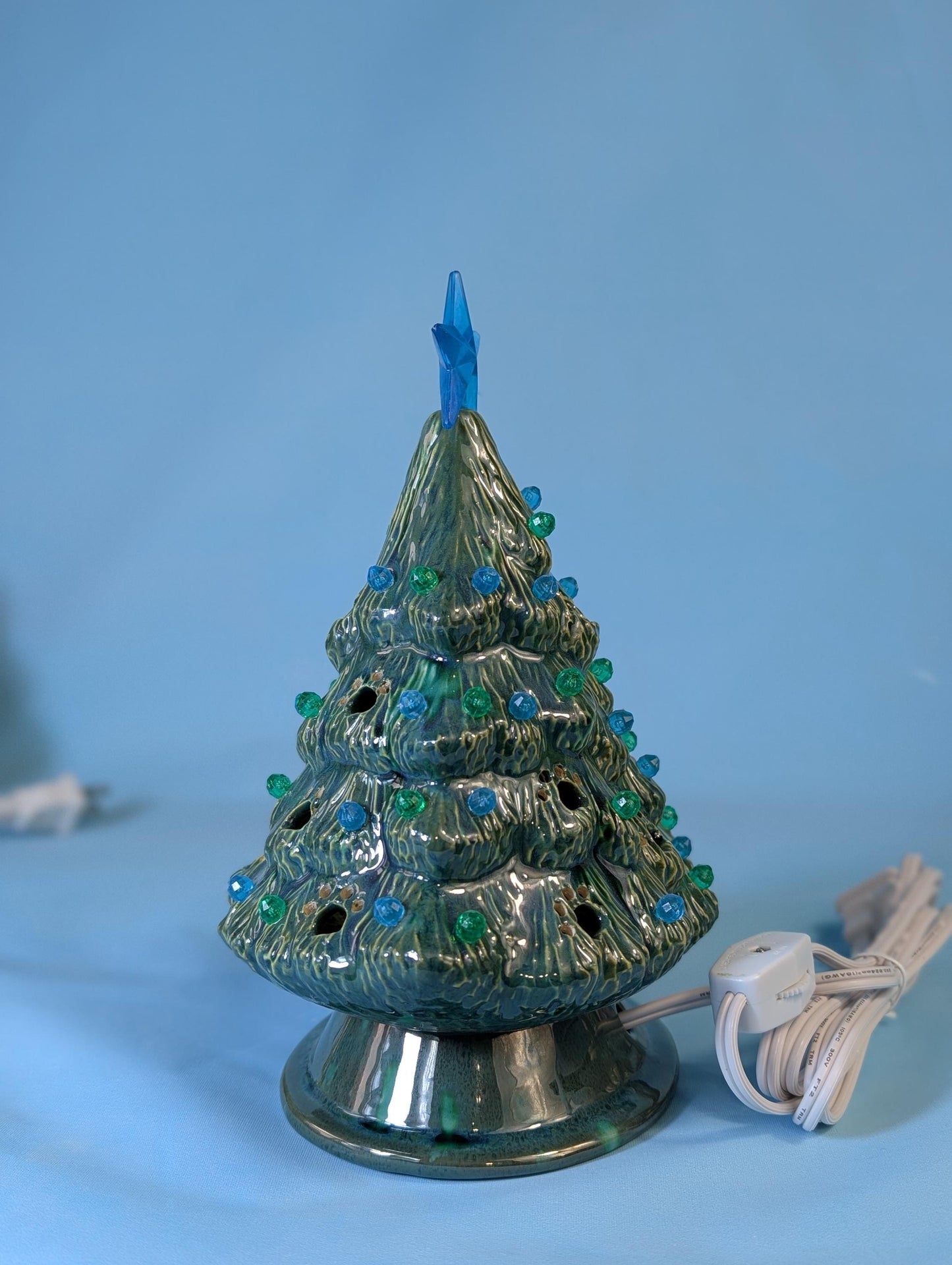 Festive Crystal Glazed Puppy Dog Trees - Holiday Ceramic Decorations Winter Display