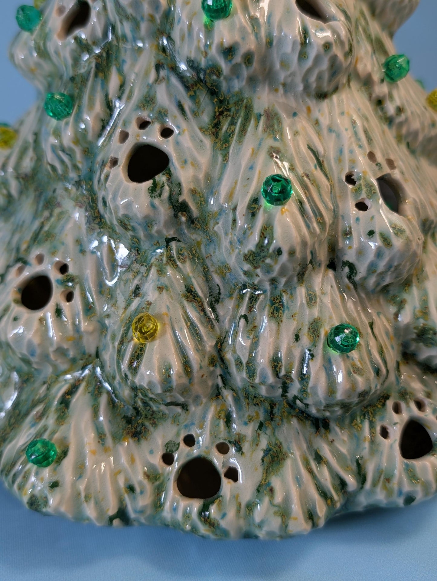 Festive Crystal Glazed Puppy Dog Trees - Holiday Ceramic Decorations Winter Display