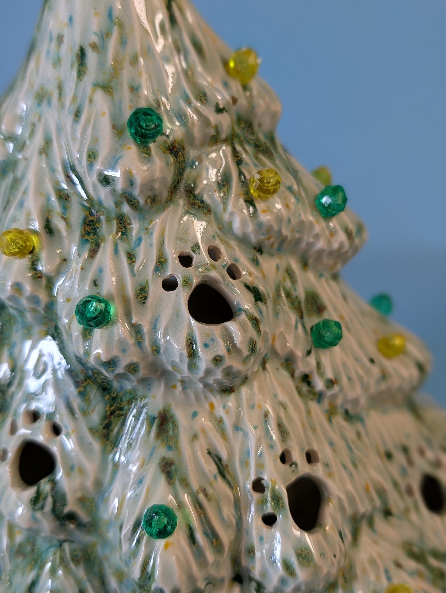 Festive Crystal Glazed Puppy Dog Trees - Holiday Ceramic Decorations Winter Display