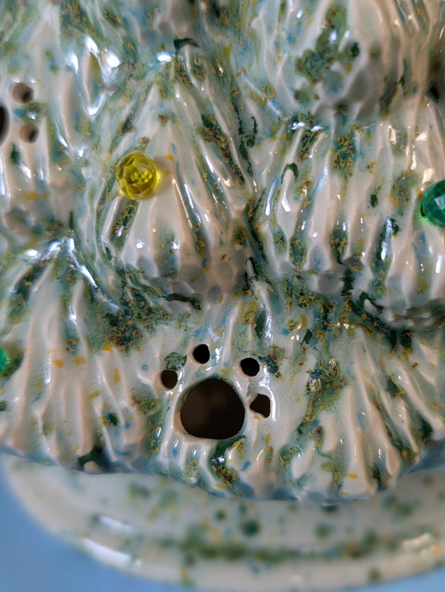 Festive Crystal Glazed Puppy Dog Trees - Holiday Ceramic Decorations Winter Display