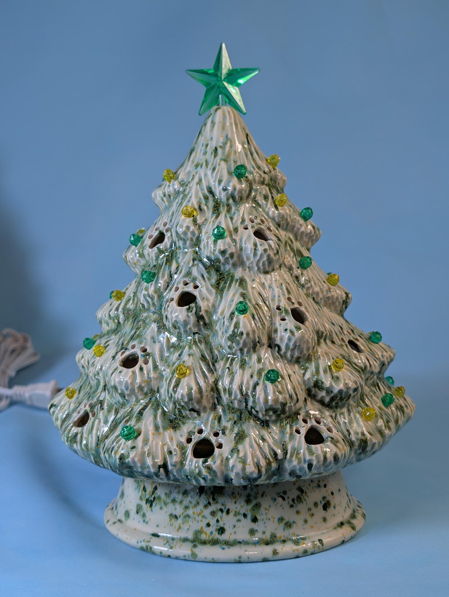 Festive Crystal Glazed Puppy Dog Trees - Holiday Ceramic Decorations Winter Display