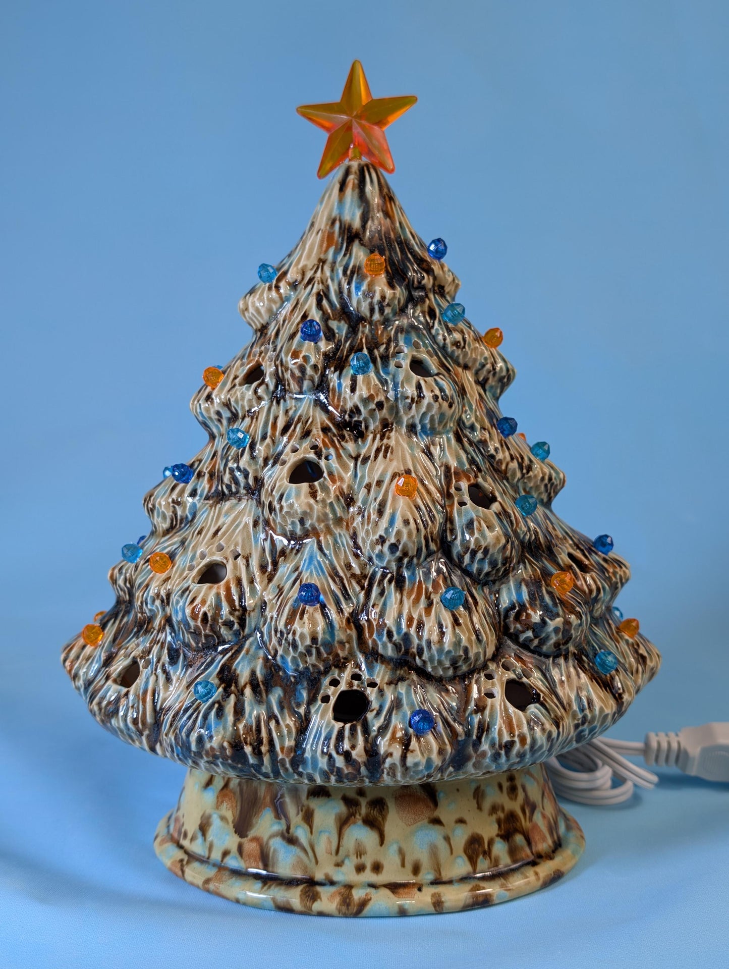 Festive Crystal Glazed Puppy Dog Trees - Holiday Ceramic Decorations Winter Display