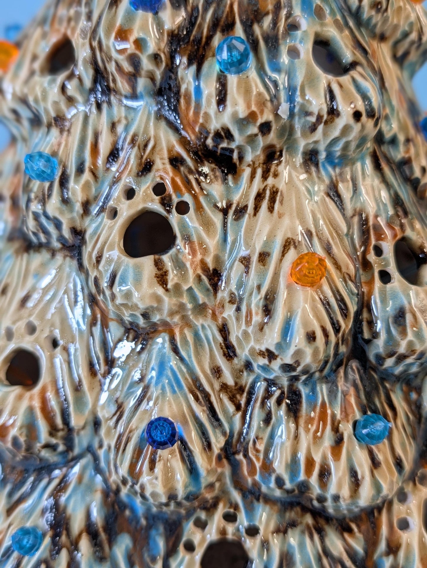 Festive Crystal Glazed Puppy Dog Trees - Holiday Ceramic Decorations Winter Display