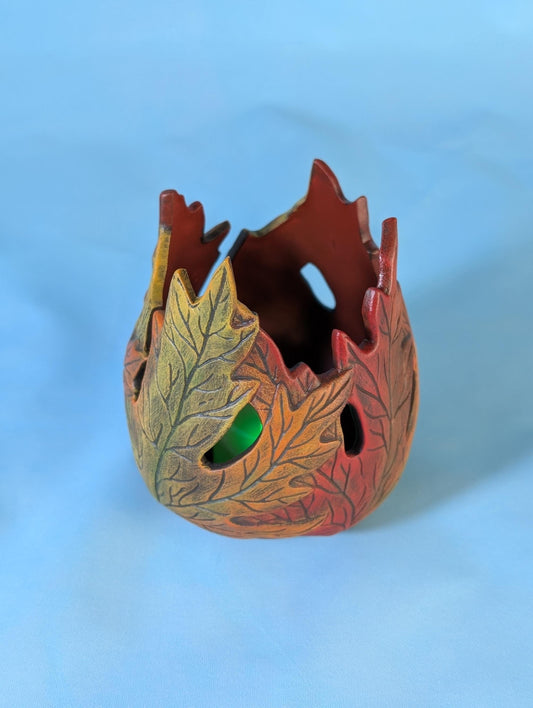Ceramic Maple Leaf Candle Holder: Autumn Wedding Centerpiece | Fall Decor for Tables & Celebrations