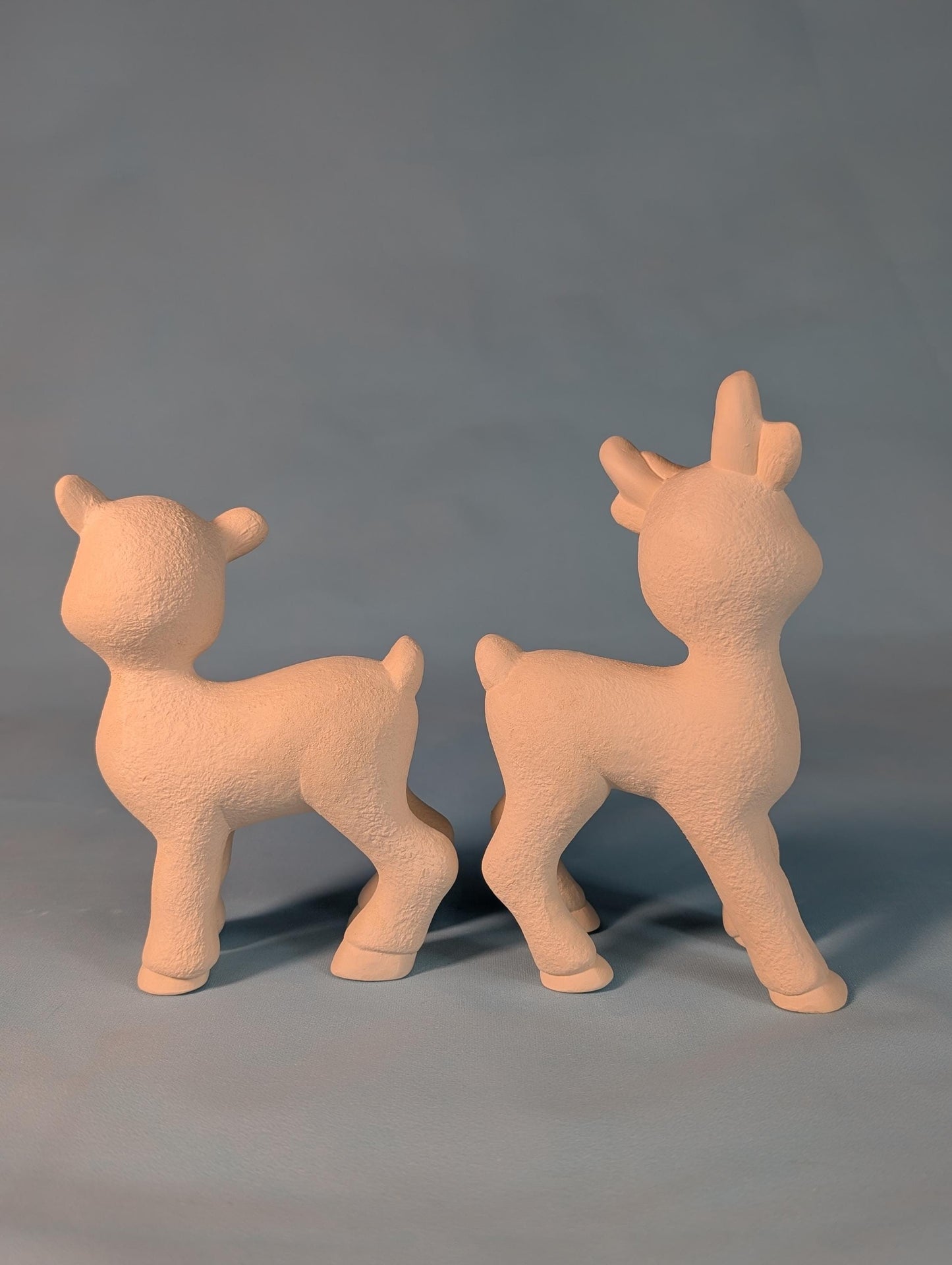 READY TO Paint - Bisque Ceramic Reindeer - Cute Reindeer Couple - Christmas Decoration -  gift under 20 - Stocking stuffer