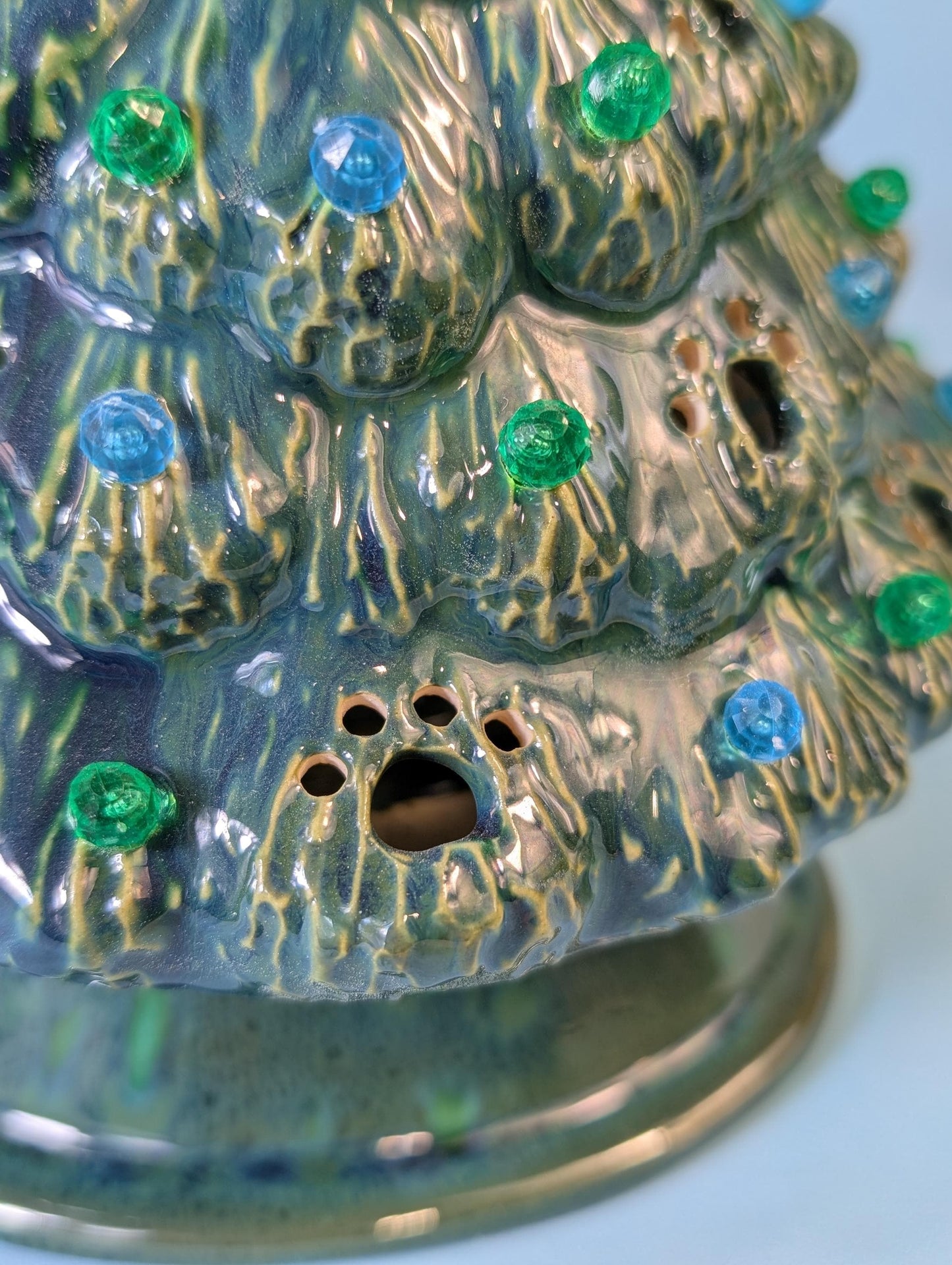 Festive Crystal Glazed Puppy Dog Trees - Holiday Ceramic Decorations Winter Display