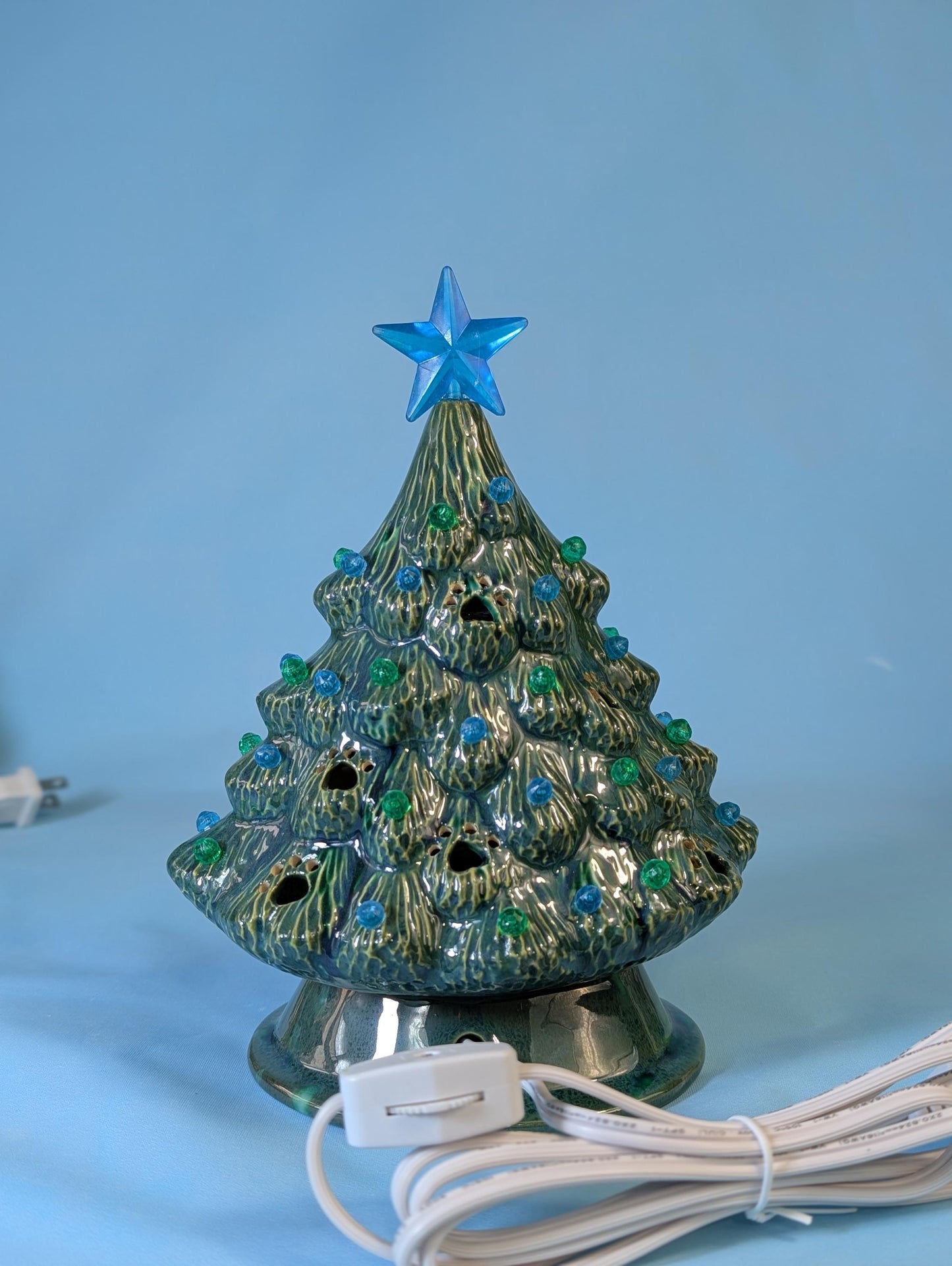 Festive Crystal Glazed Puppy Dog Trees - Holiday Ceramic Decorations Winter Display