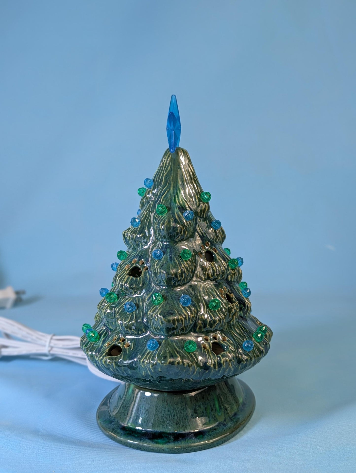 Festive Crystal Glazed Puppy Dog Trees - Holiday Ceramic Decorations Winter Display