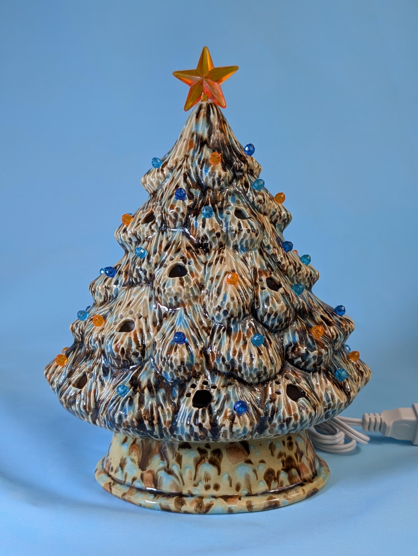 Festive Crystal Glazed Puppy Dog Trees - Holiday Ceramic Decorations Winter Display