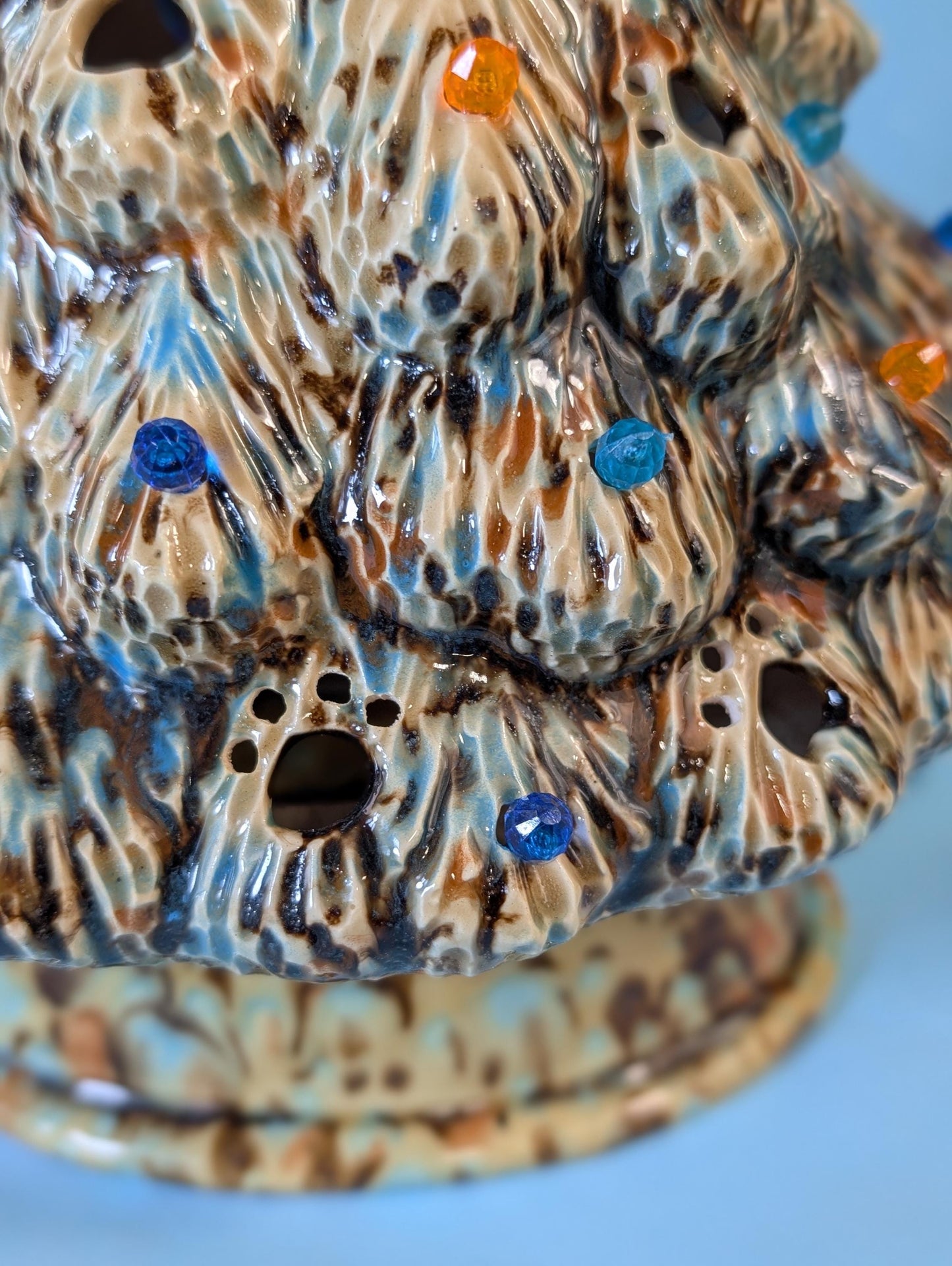 Festive Crystal Glazed Puppy Dog Trees - Holiday Ceramic Decorations Winter Display