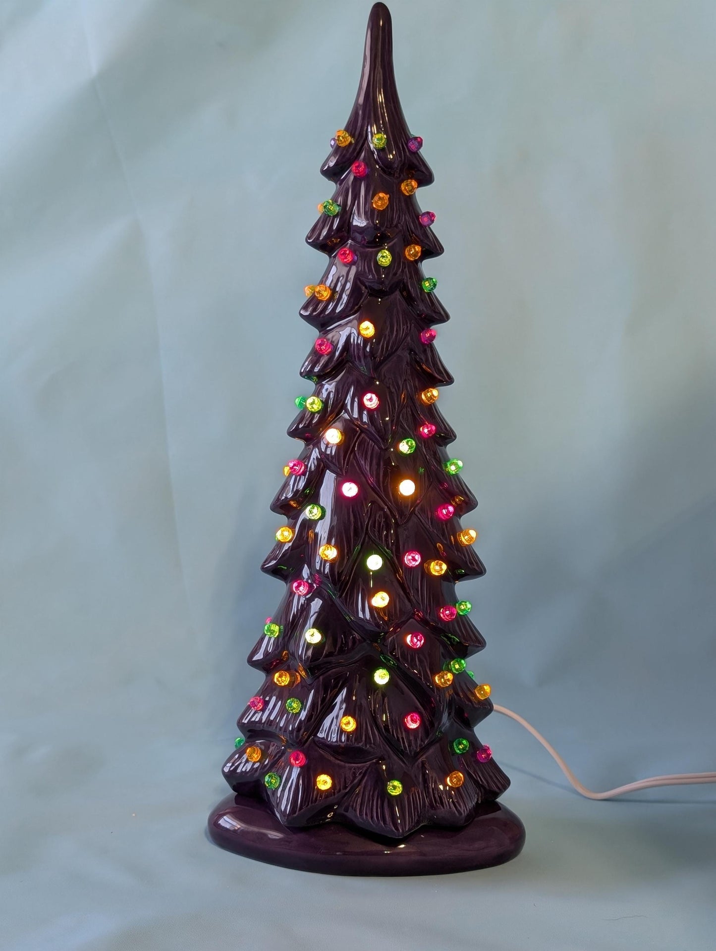 Mardis Gras Themed Ceramic Lighted Tree | Beautiful Wispy Style Pine | 3 Different Sizes