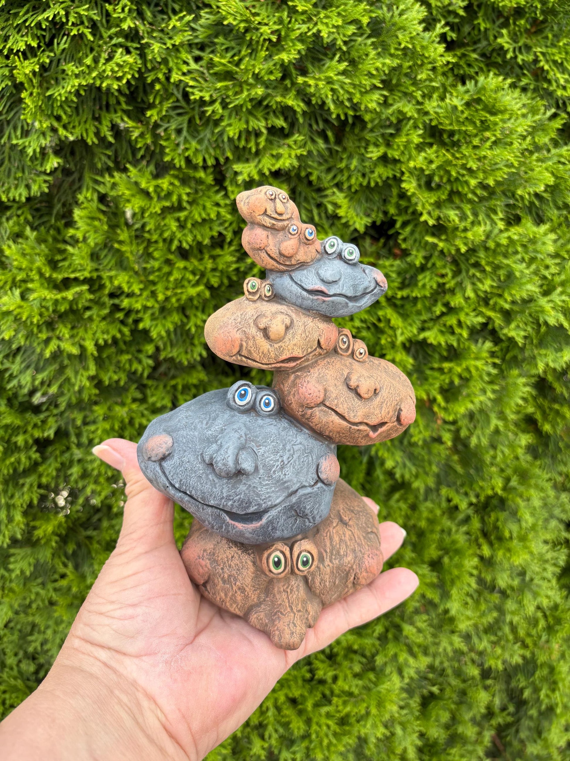 Stack of Stones - Yard Art - Garden Decor - Gifts under 25 - Outdoor decor - Rock Art - Stack of rocks - Pile of Pebbles - Gift for him - Teresa's Ceramics