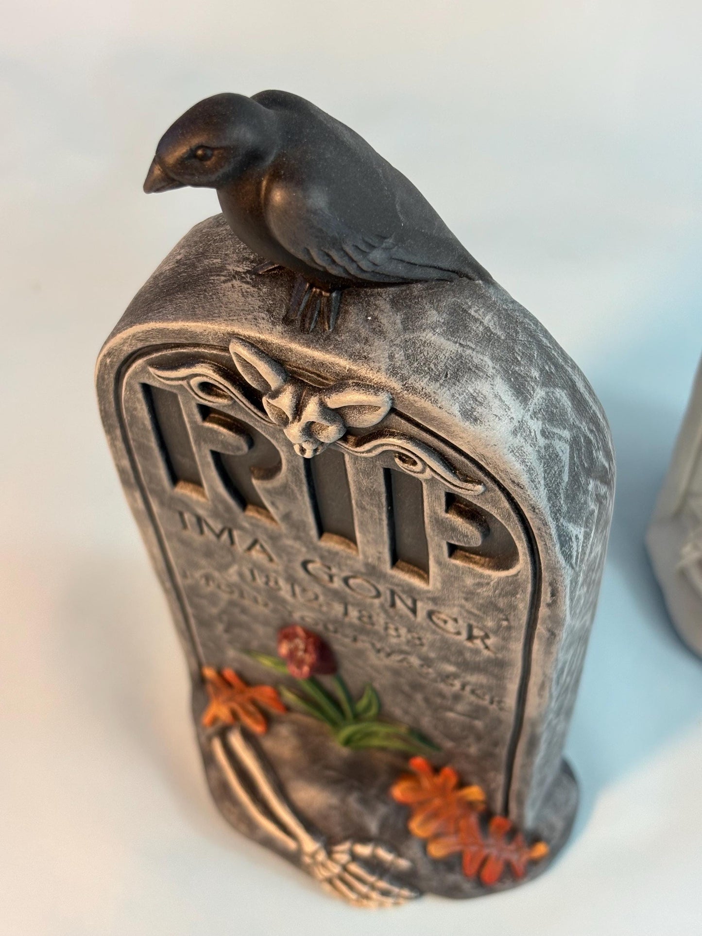Headstone Halloween Decoration- Ceramic Grave Marker - Spooky Decor