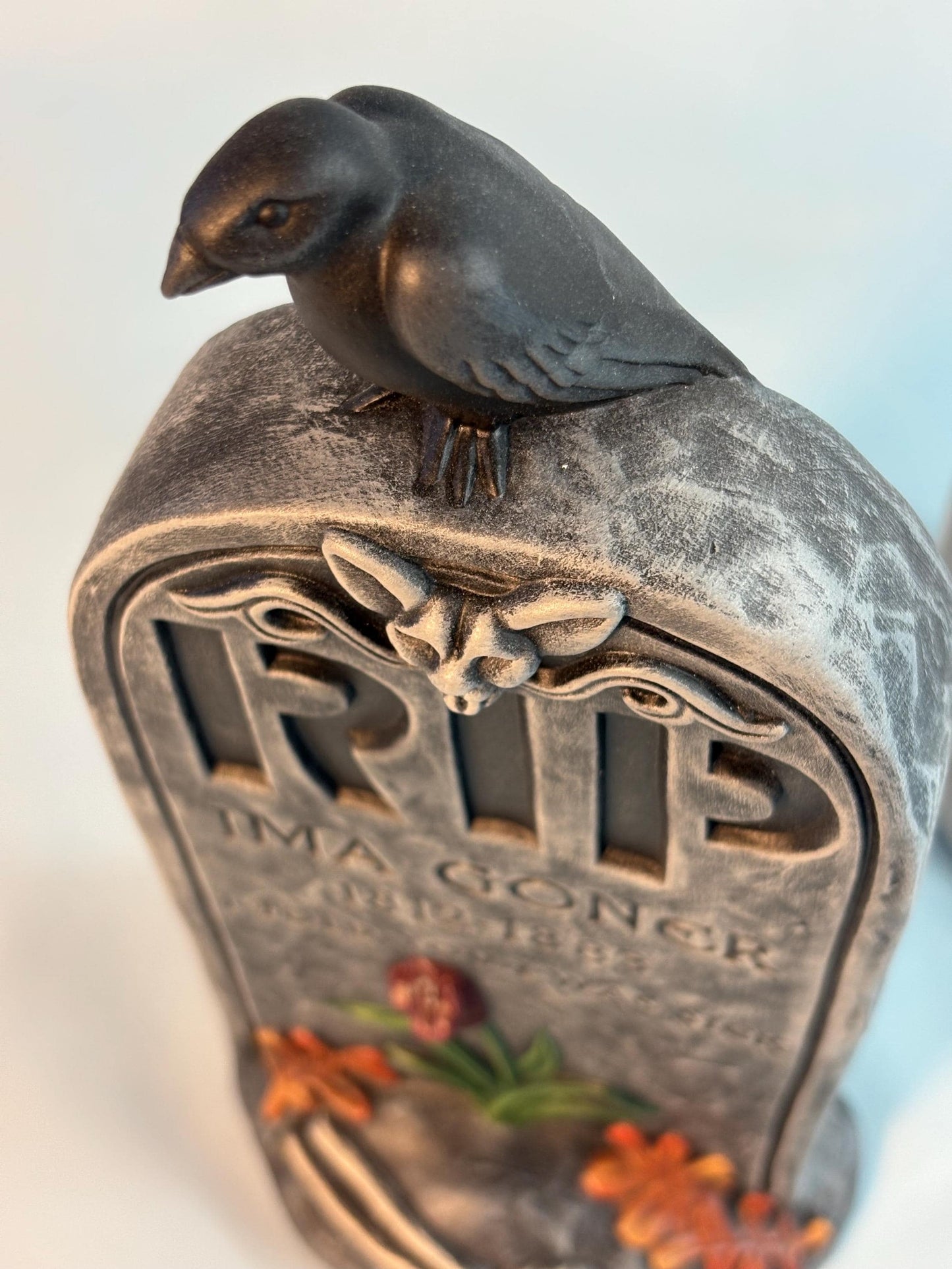 Headstone Halloween Decoration- Ceramic Grave Marker - Spooky Decor