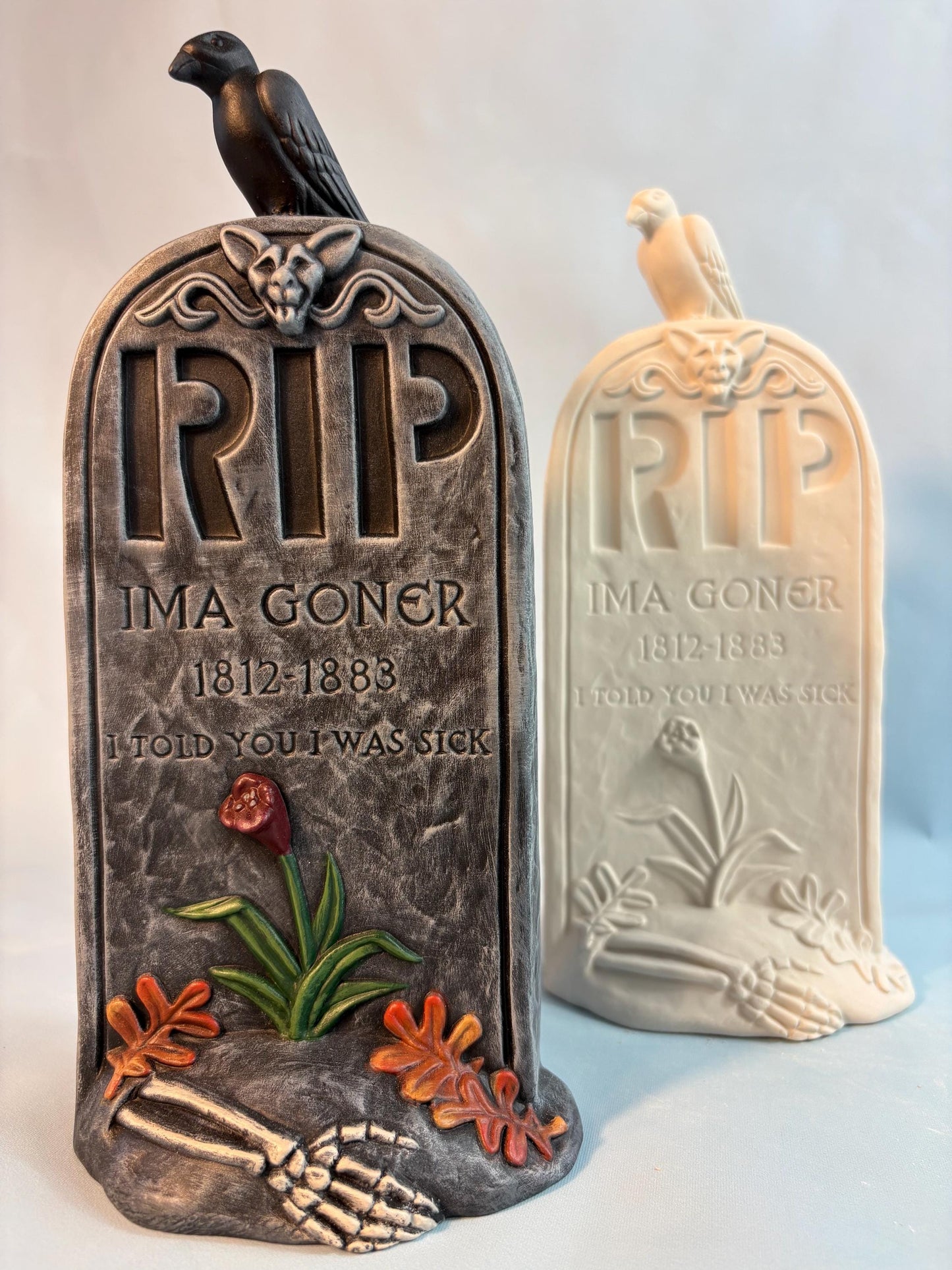 Headstone Halloween Decoration- Ceramic Grave Marker - Spooky Decor