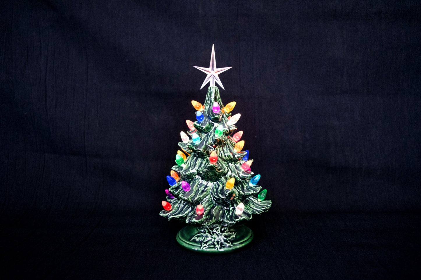 Vintage Ceramic Christmas Tree Set: Miniature Holiday Decorations for Festive Home Decor