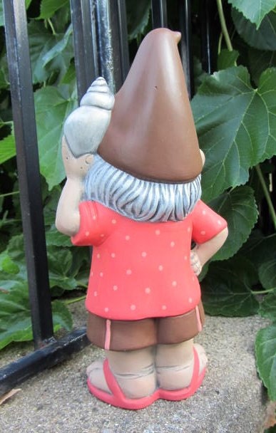 Seashell Beach Gnome Figurine | Summertime Coastal Decor | Cute Sandals Conch Gonk | Lake Cottage Gift