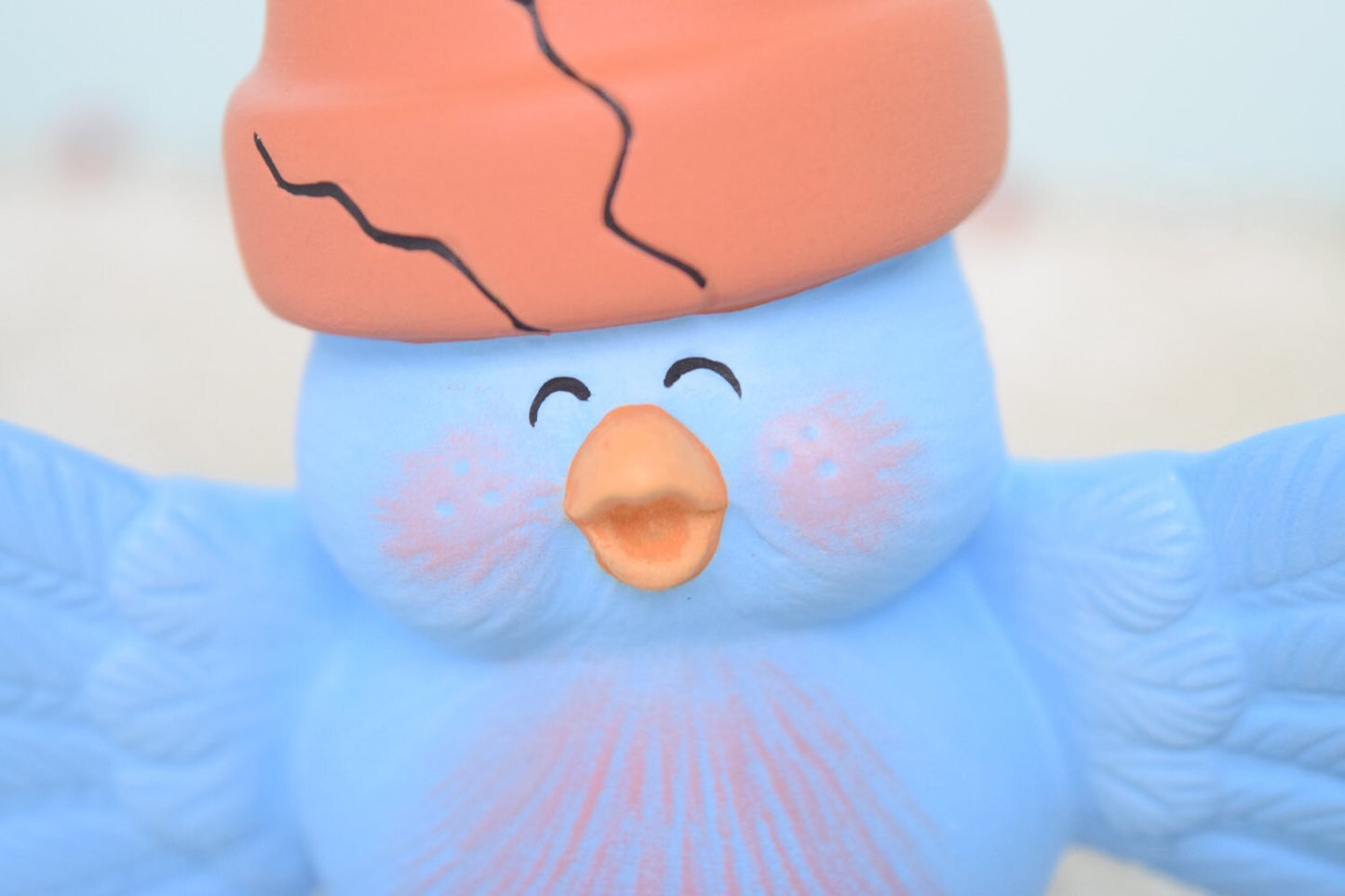 Whimsical Blue Ceramic Garden Birds with Flower Pots - Outdoor Decor, Stocking Stuffers, Miniature Art