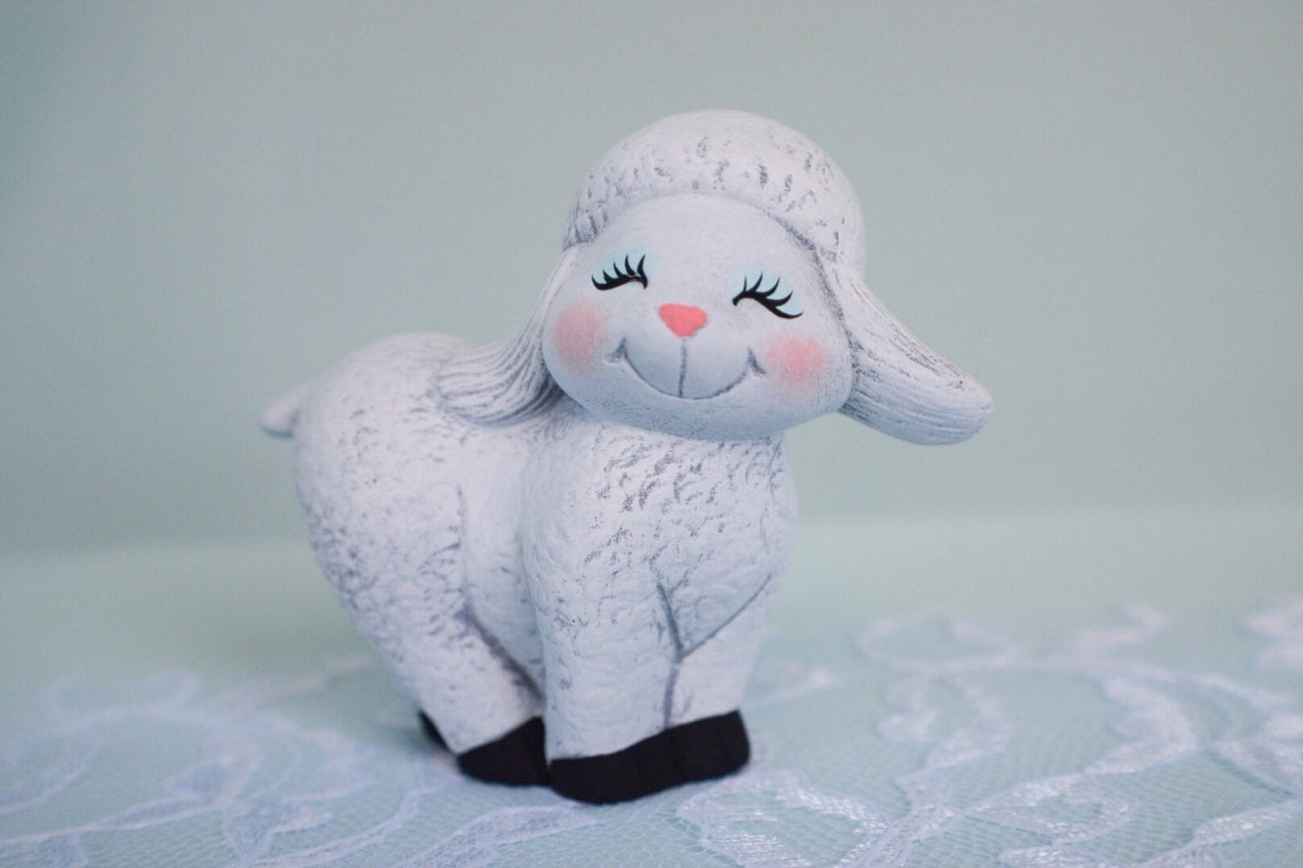 Ceramic Lambs - Set of 3  Spring lambs - baby sheep- cute little lamb-Easter lamb-sheep nic nac-Easter gift