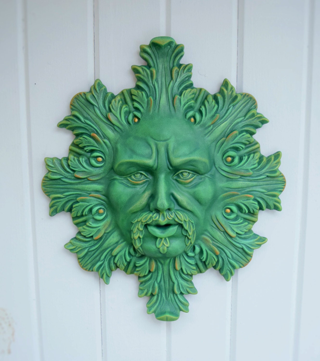 Greenman Wall Plaque | Father's Day Gift | Fence Art | Fence Hanger | D&D Gift | Garden Decor | Yard Art | Leaf Man Face | Hanging Statue