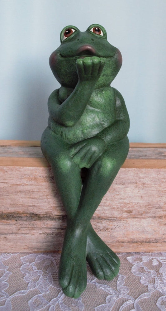 Charming Ceramic Kissing Frog: Romeo - Garden Ornament, Patio Decor, Shelf Sitter, Yard Art