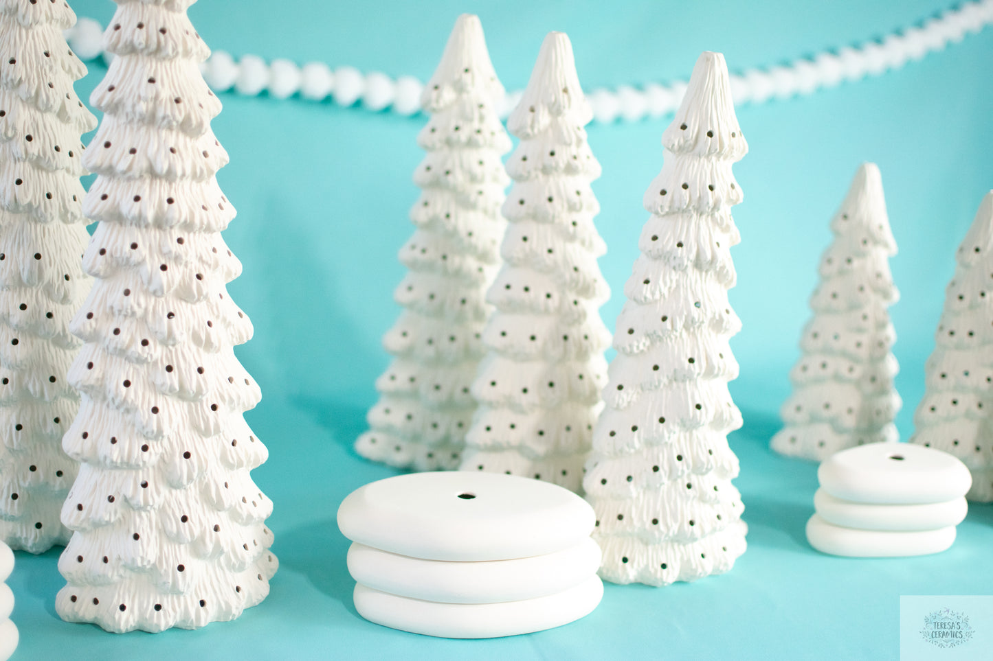 9 Bulk Bisque Christmas Trees | Ready to paint Christmas trees | Set of 9 | 3 of Each Size | Christmas Decorations | DIY Project | Painting Project