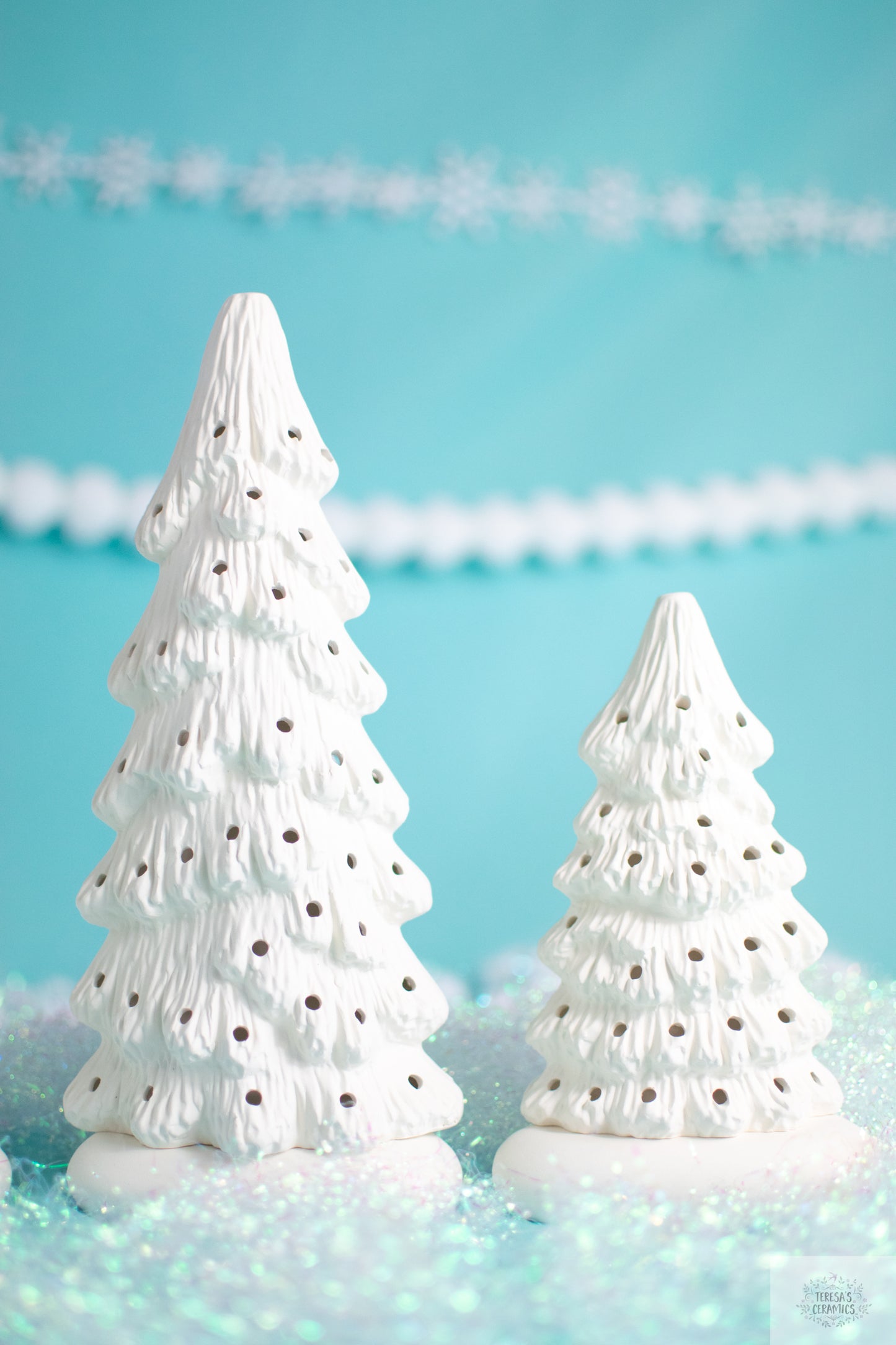 Ready To Paint | Bisque Christmas Trees | Set of 5 | Slim Christmas Tree Set