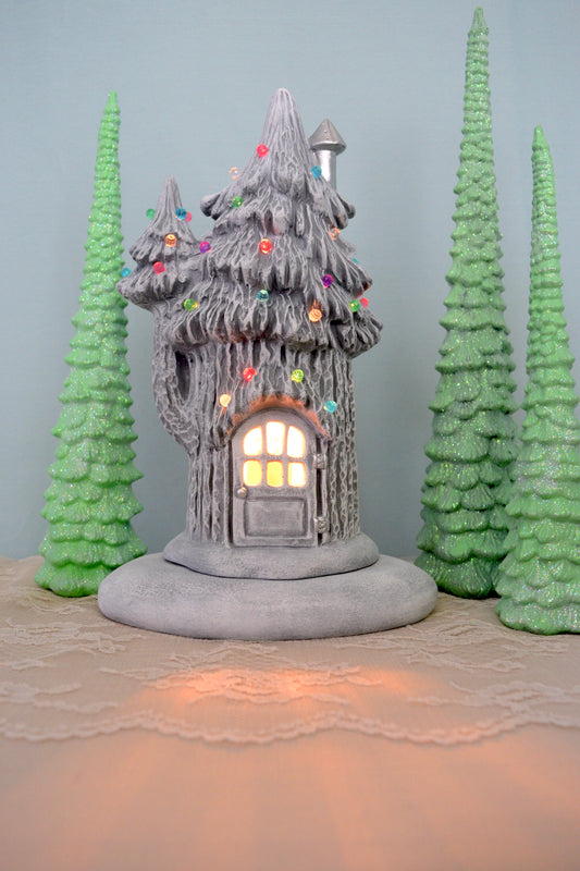 Ceramic Fairy House | Winter Pine