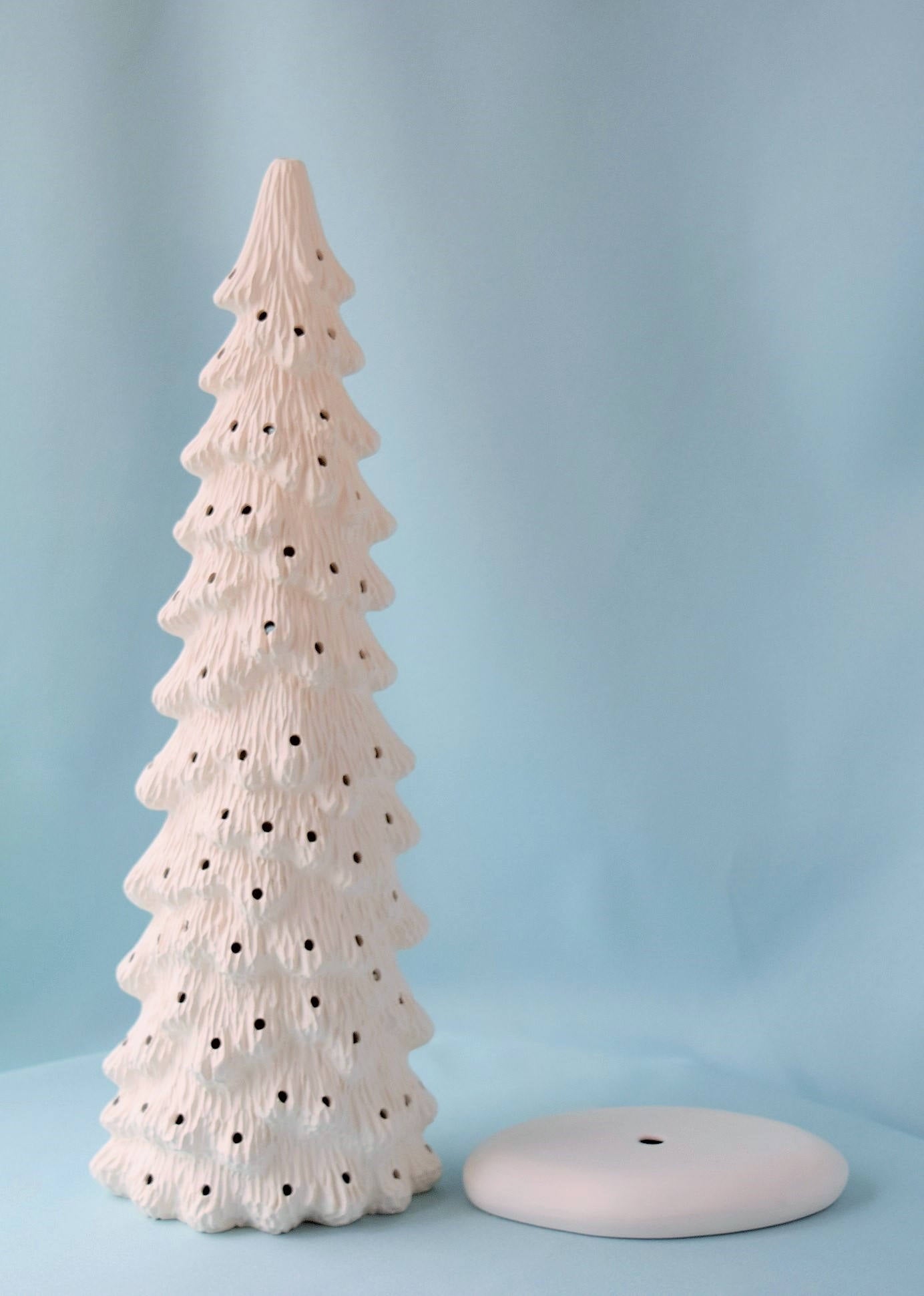Ceramic Christmas tree in bisque - Slim Christmas Tree - 10.5 inches tall -  DIY