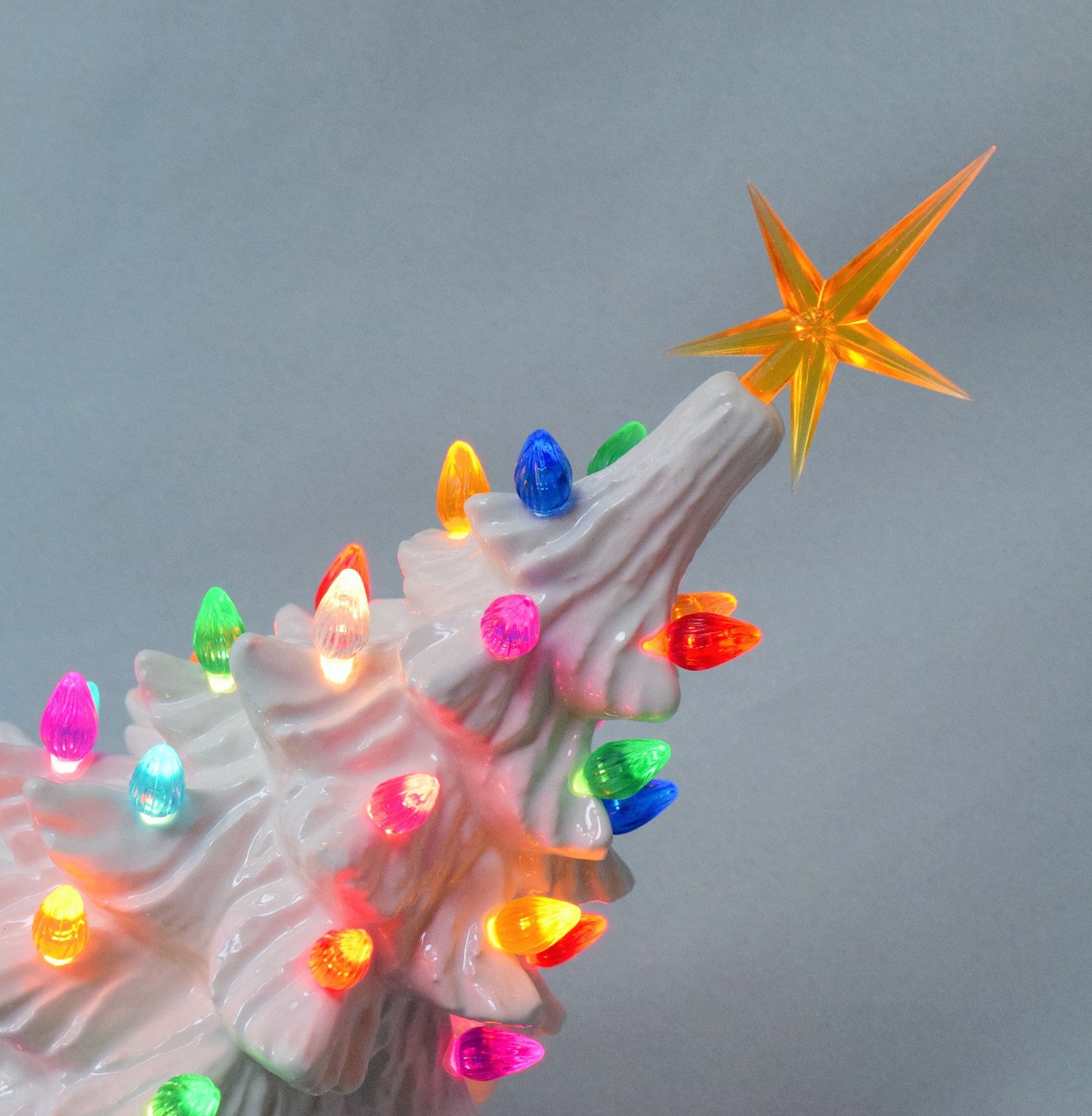 Multicolored White Ceramic Christmas Tree | 11" | Glazed