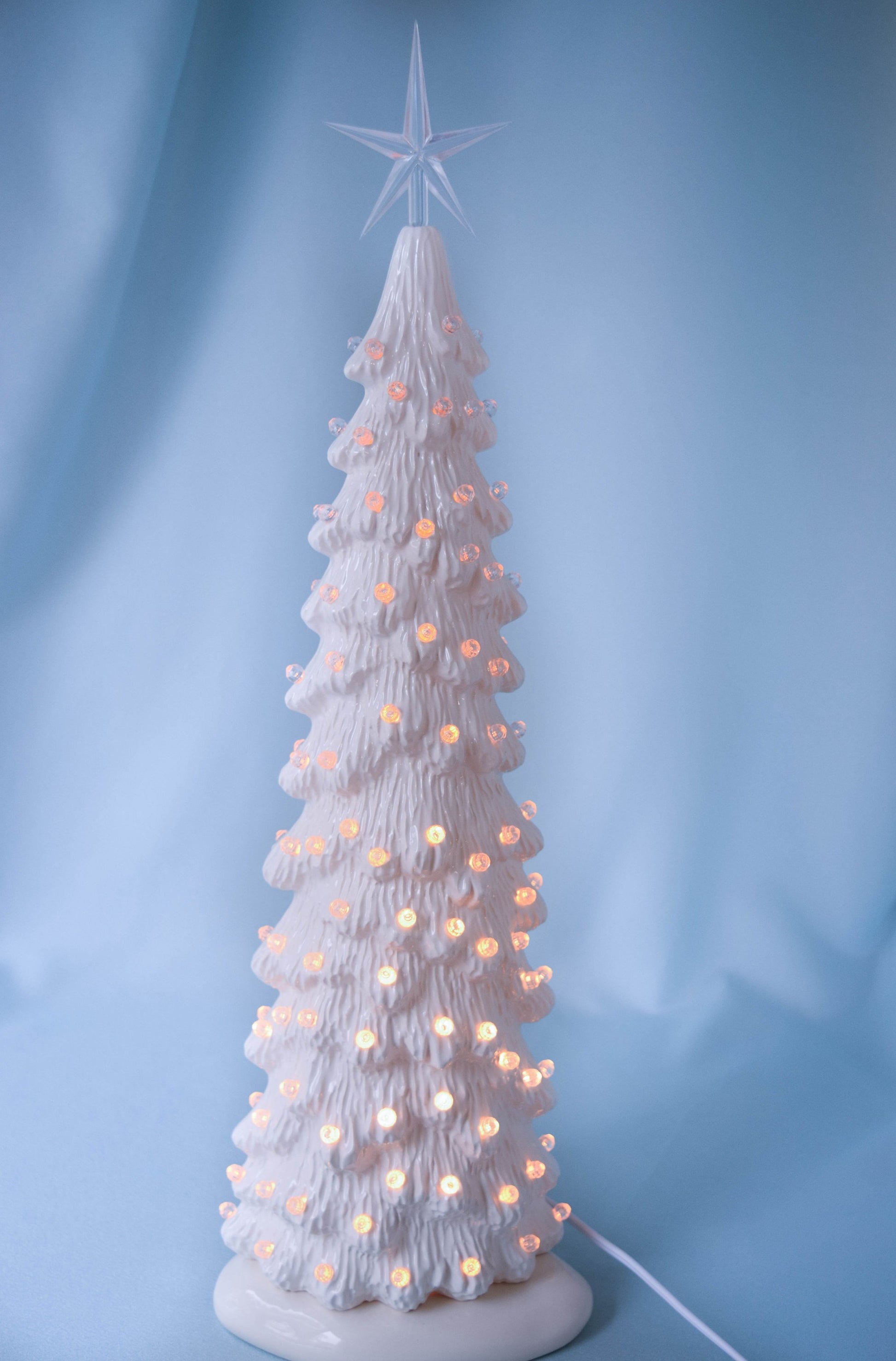 White Christmas Tree, Ceramic, Farmhouse Style