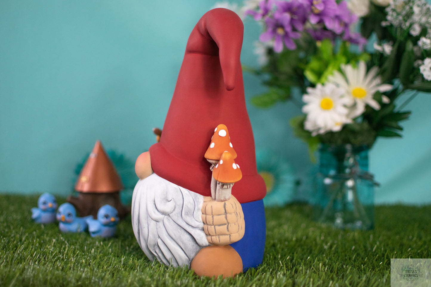 Finn The Garden Gnome | Medium Mushroom Gnome | Ceramic Handmade Gnome