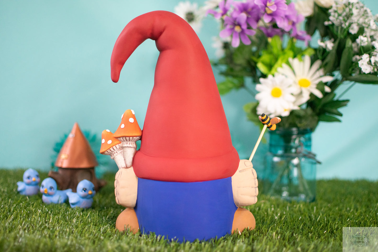 Finn The Garden Gnome | Medium Mushroom Gnome | Ceramic Handmade Gnome